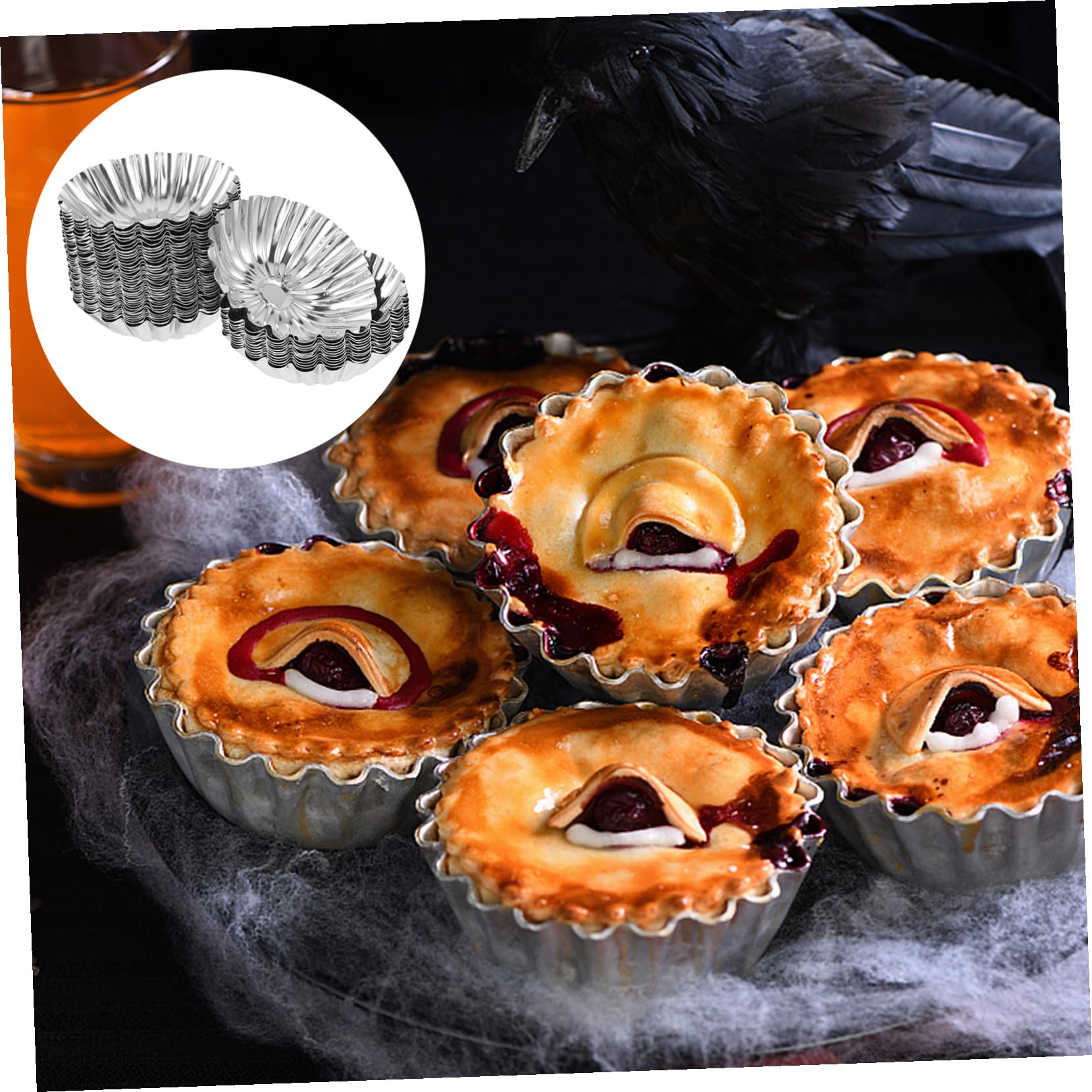 TOYANDONA 50 piezas Molde de Acero Inoxidable para Tartas y Pudines Paquete de Unidades Molde Multiusos para Repostería para Muffins Tartaletas y Quiches Resistente y Fácil de Usar para
