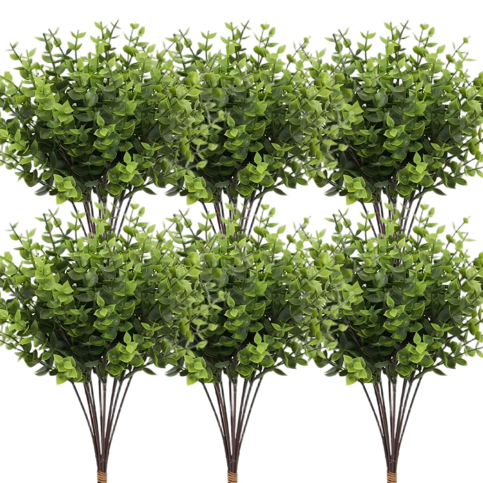 WHJYCC 8 Bundles Artificial Greenery Plants with UV Resistant Faux Leaves for Indoor and Outdoor Decor - Realistic Faux Eucalyptus Plants with Bendable Stems for Home, DIY Arrangements （Eucalyptus）