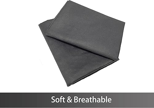 Miniatura 3 de Funda de almohada suave 100% algodón egipcio con cremallera, acogedora y ligera, juego de 2, gris oscuro, tamaño King, 20 x 36 pulgadas