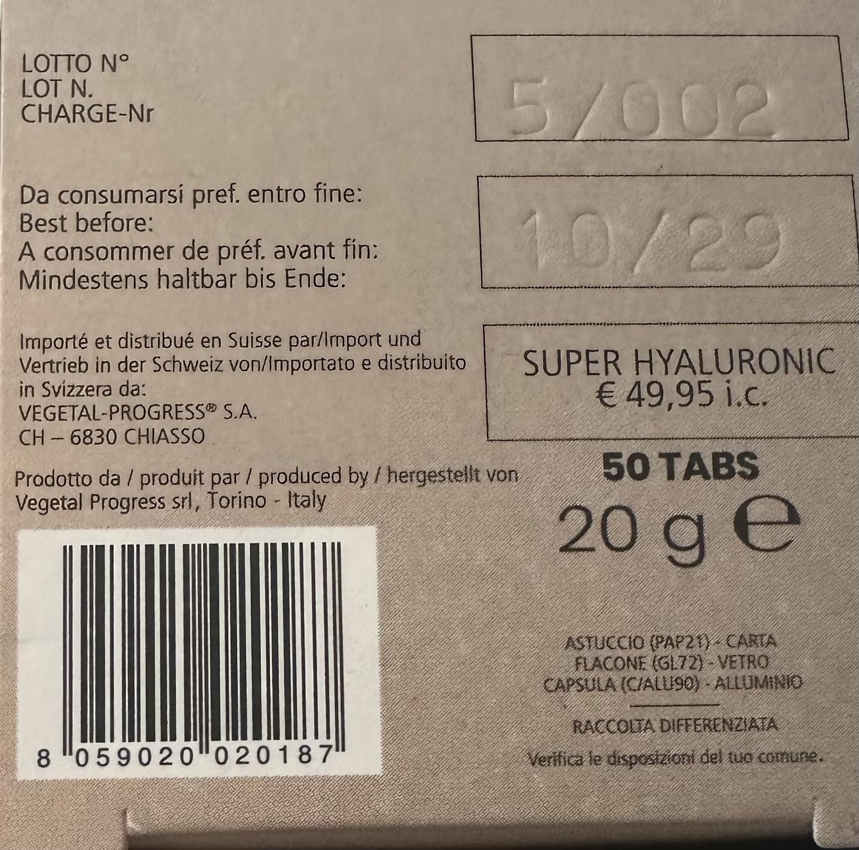 CECILIA SuperHyaluronic 50 Compresse Rigenerative per Idratazione, con Acido Ialuronico da Tremella, Polvere di Perla, Spinaci, Reishi, Baobab, Zinco