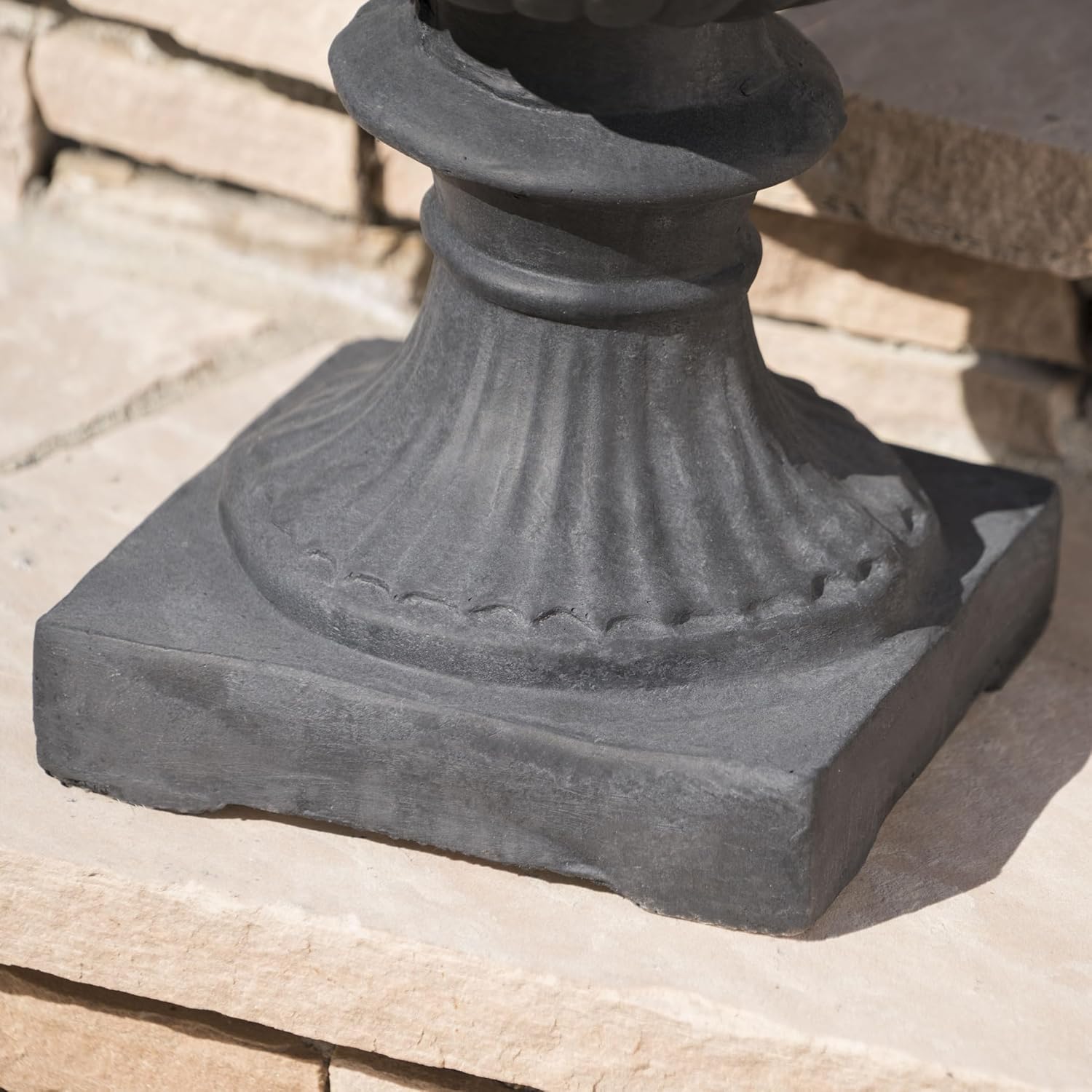 Antique Black Large Urn Planter Outdoor, Tall Magnesium Oxide Urn Flower Pot with Drainage Hole, Decorative Black Planter Urns for Garden Patio or Front Porch