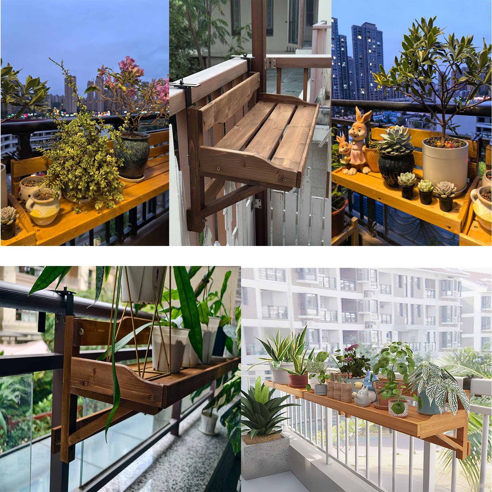 Generico tavolo ringhiera balcone pieghevole Tavolo da balcone non pieghevole con ringhiera/tavolo da lettura, tavoli con ringhiera in legno massello(L 60 CM)