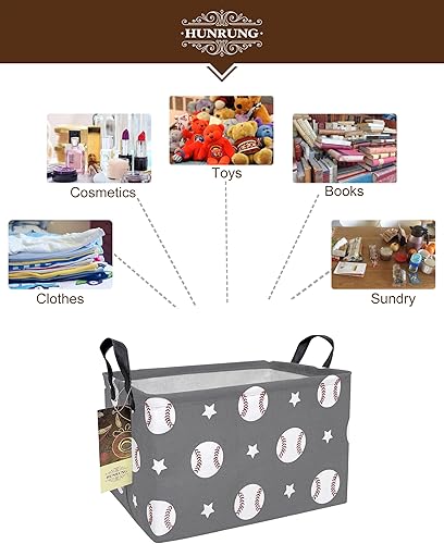 Miniatura 127 de HUNRUNG Cesta rectangular de almacenamiento de lona, bonita cesta organizadora de lona para mascotas, juguetes de niños, libros, ropa, perfecta