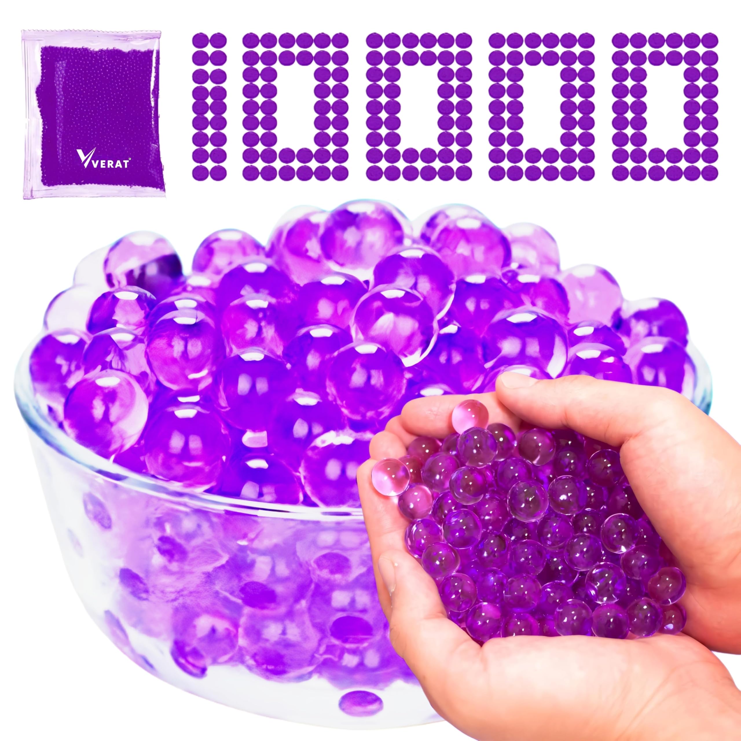 Verat 1 Packet Gel Water Balls/Water Beads/Refill Water Bead/Gel Blaster Ammo/Water Balls for Gun/Gel Balls for Kids/Gel Blaster Balls in Bottle/7-8mm Non-Toxic Water Beads Gel Guns(10000 Purple)