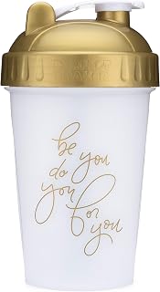 20-Ounce Shaker Bottle with Action-Rod Mixer | Shaker Cups with Motivational Quotes | Protein Shaker Bottle is BPA Free and Dishwasher Safe | Be You - Gold - 20oz