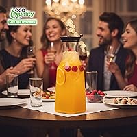 Vista 5 de EcoQuality Jarra de agua de plástico transparente de 54 onzas con tapa superior abatible negra, botella de base cuadrada con boquilla para barra