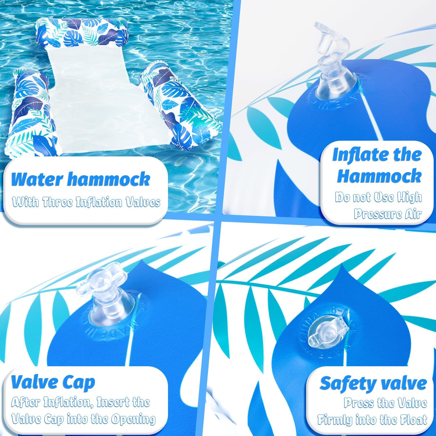 2 Packs Inflatable Pool Floats Adult, 4 in 1 Floating Lounge Chairs Inflatable Pool Accessories, Inflatable Pool Floaties Noodles, Pool Toys Floating Chairs for Summer Party Water Beach Lake