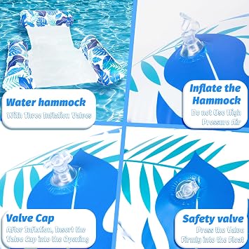 Alintor 2 Pack Pool Inflatables, Inflatable Pool Floats, 4 IN 1 Swimming Pool Floats Hammock, Inflatable Pool Toys Water Hammock for Armchair Mattresses Seat Floating Mattress