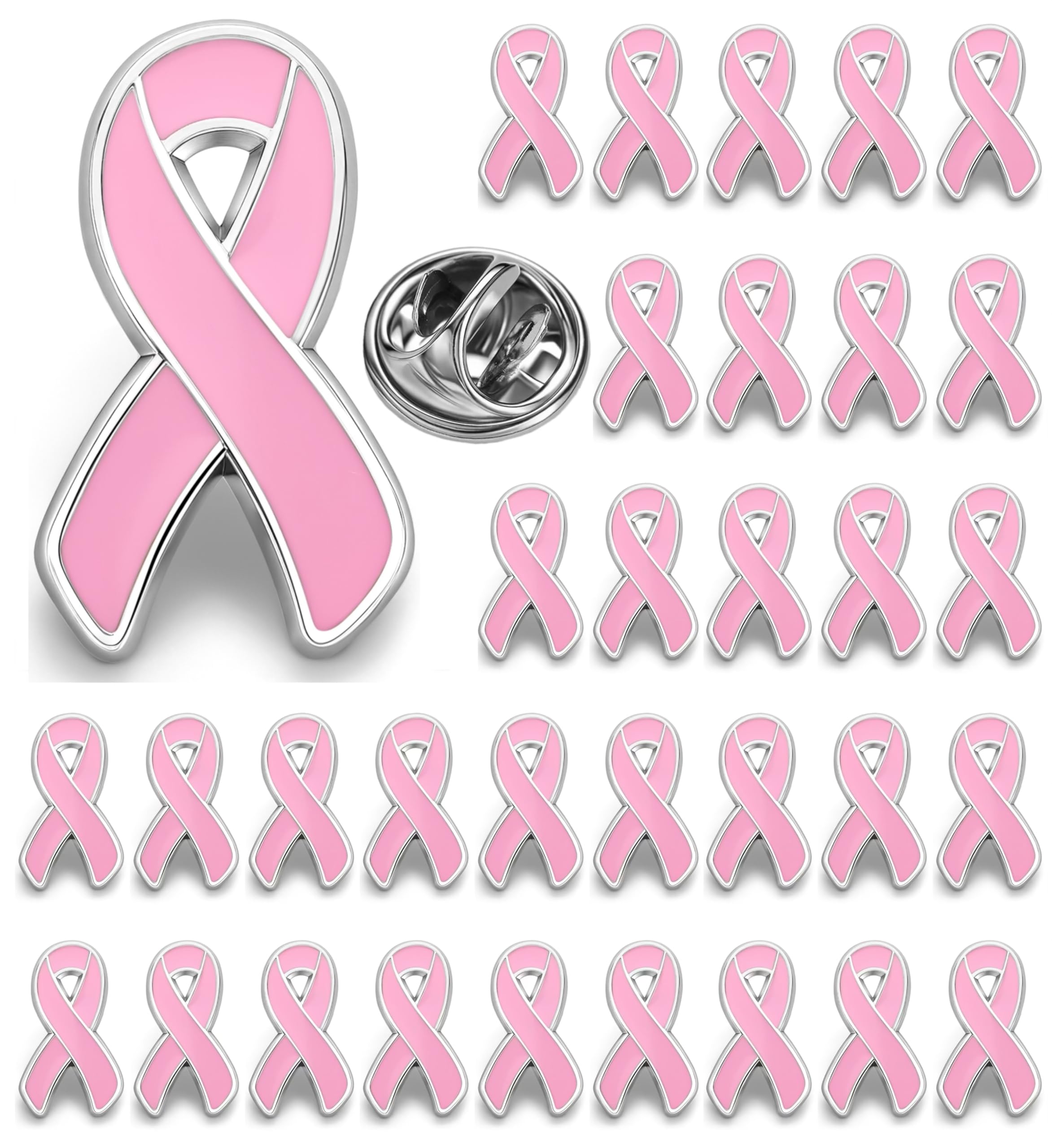 25/50/100/200 pieces Breast Cancer Awareness Lapel Pins Pink Hope Ribbon Brooch for Doctors nurses Backpack hat and clothes Women Girls Charity Public