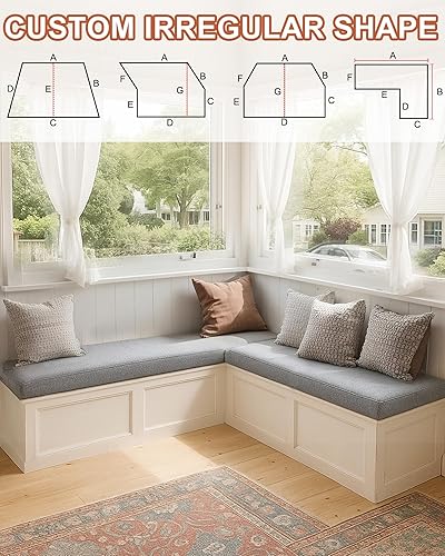 Miniatura 4 de Cojines de banco de tamaño personalizado, cojines de banco para muebles de interior con parte inferior antideslizante, tuboscorreas, cojín de banco