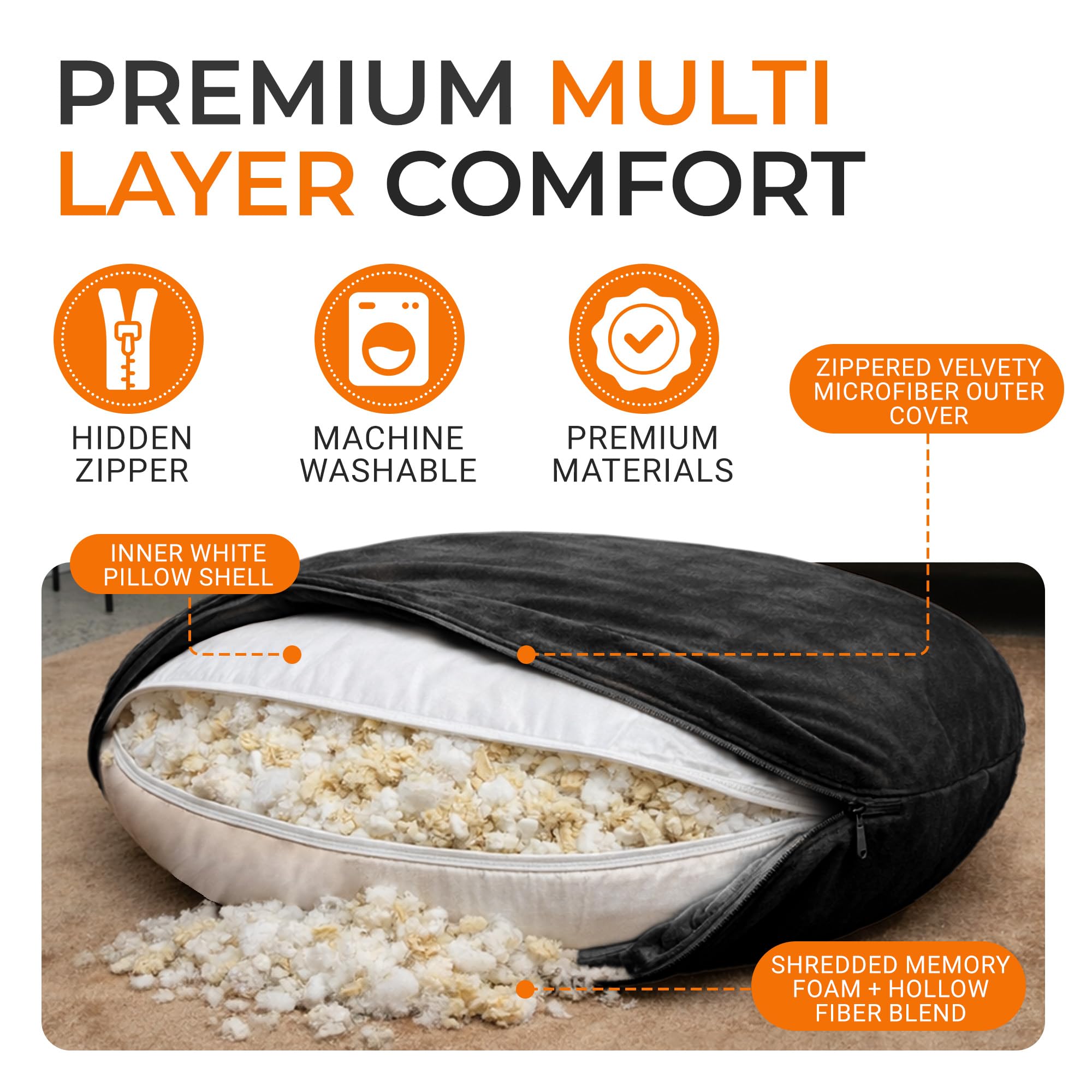 Cheer Collection Extra Large Floor Pillow, 32