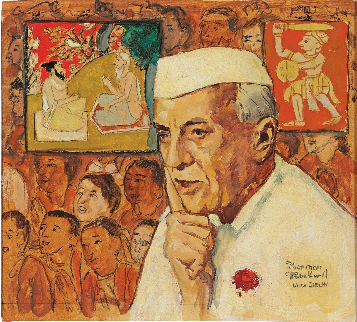 Jawaharlal Nehru Norman Rockwell Collection Small Paper Poster (12 x 12 inches)