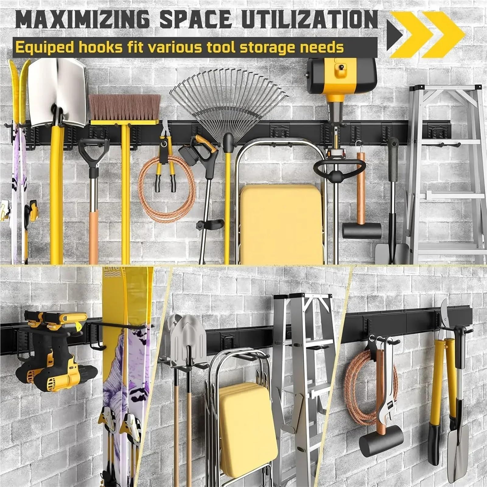 Support De Rangement Pour Outils Organisateur d'outils mural de garage en acier 64 po, 900 lb