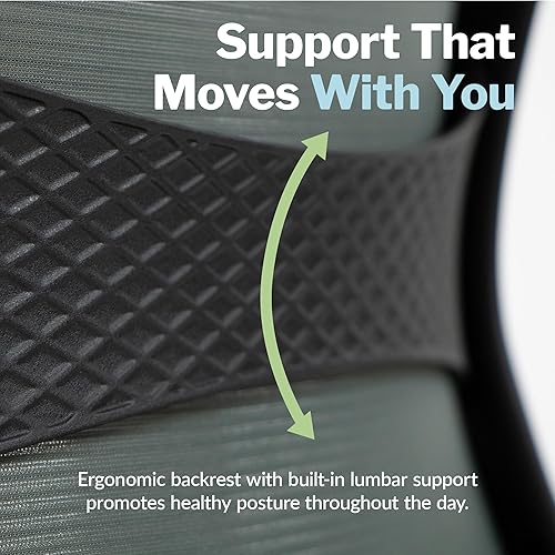 Miniatura 4 de Vari Silla de base, silla ergonómica de escritorio para oficina en casa + altura ajustable, inclinación y reposabrazos, malla transpirable, soporte