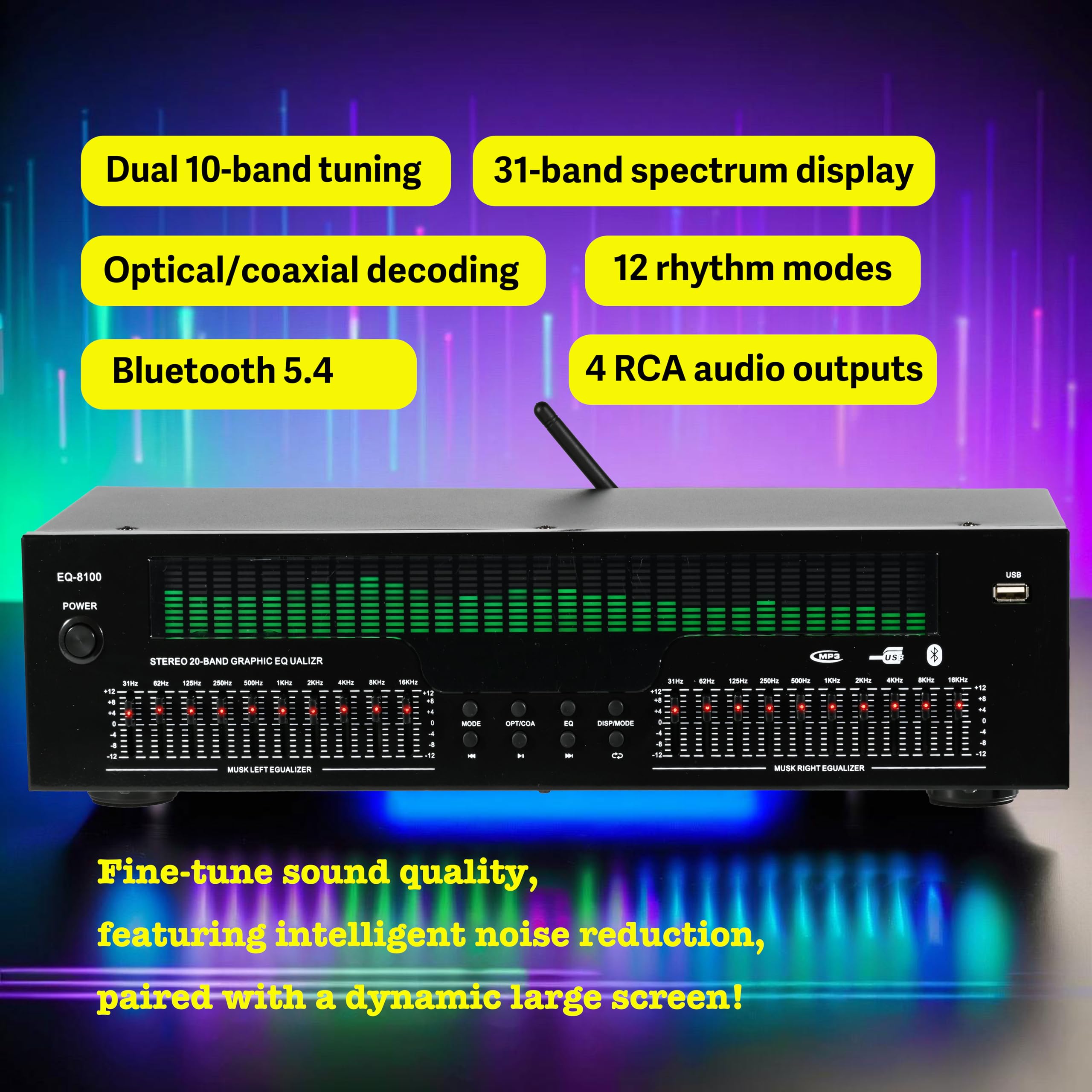 Amazon.com: EQ8100 20-Band Graphic Equalizer, 31-Band Spectrum