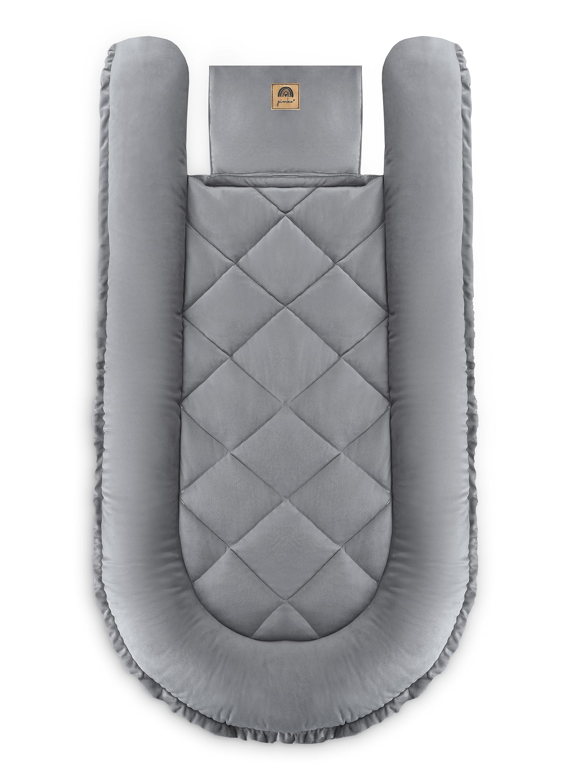 PIMKO Nido para bebé, de terciopelo gris, para recién nacidos, nido suave para acurrucarse, color gris