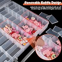 Vista 3 de Udefineit 2 Pack Large 48 Grids Clear Plastic Organizer Boxes with Adjustable Dividers, Jewlery Storages Bead Organizers Rock Collection Boxes