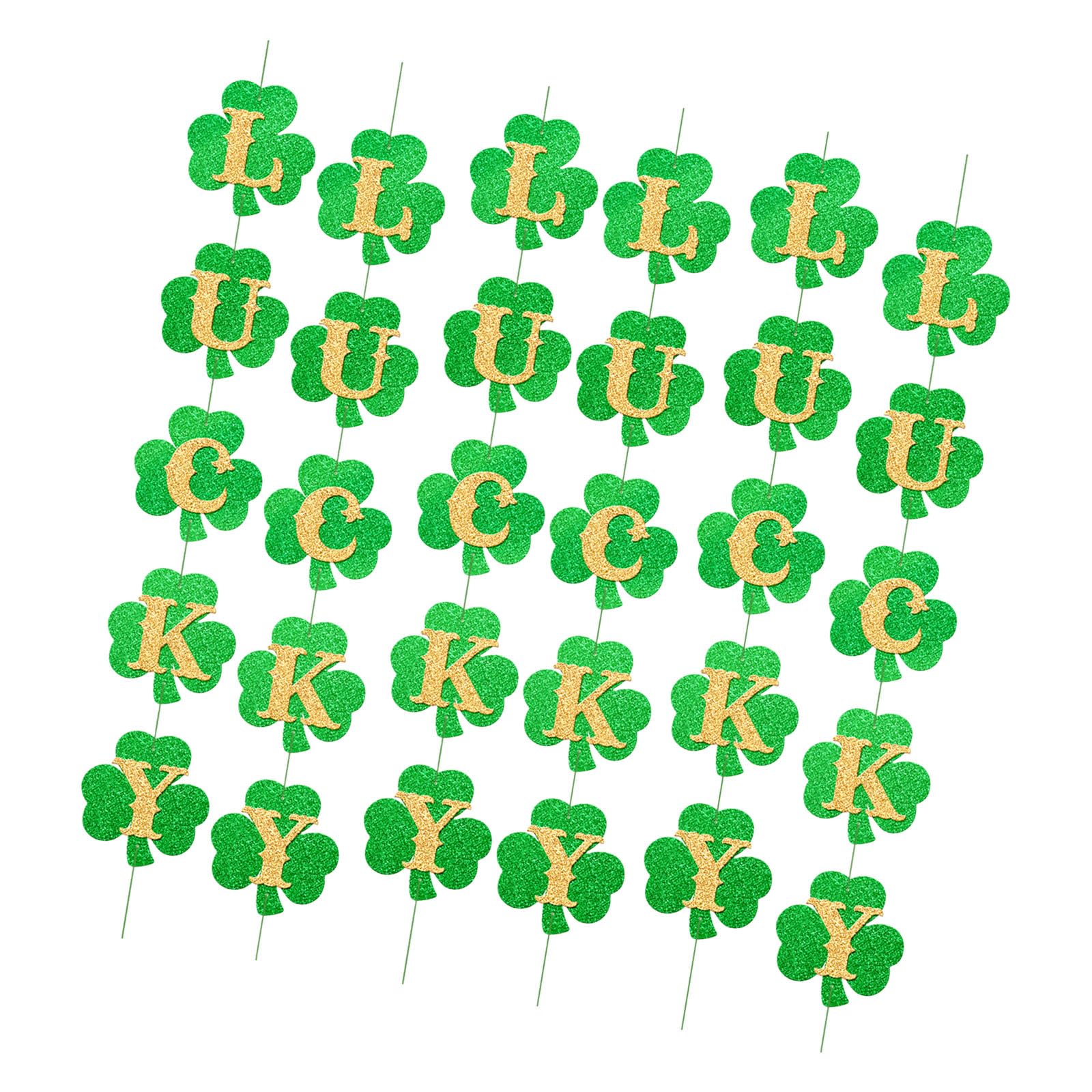 Jazuaiao Of 6 Quick Install Shamrocks Lucky Decoration Green Holiday Garlands for Easy Patricks Day Setups and Celebration Shamrocks Hanging Garlands
