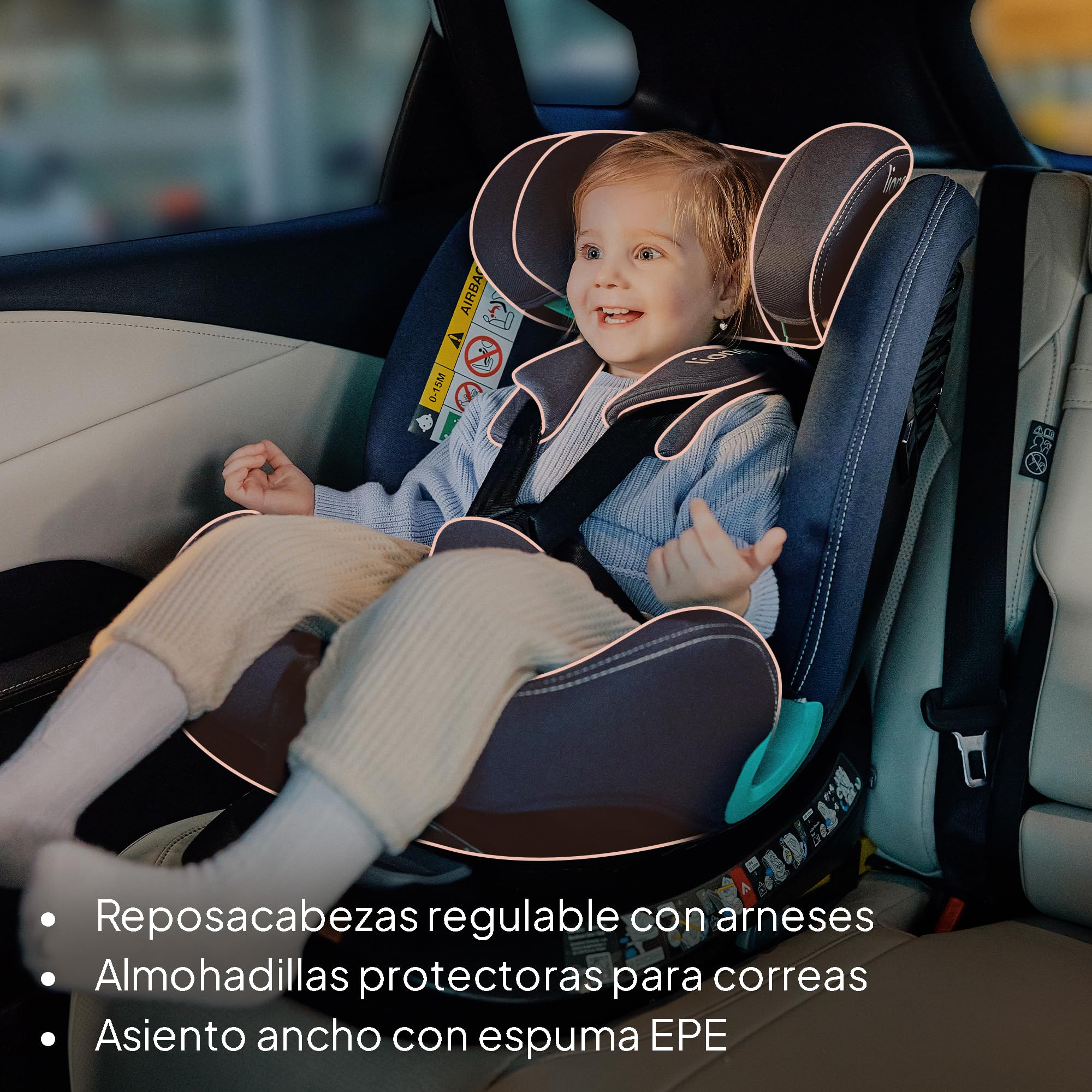 LIONELO Bastiaan i-Size One Silla de Coche Giratoria 360o para Niños de 40 a 50 cm Montaje hacia Delante y hacia Atrás, ISOFIX Cinturón TopTether Ajuste del Respaldo y Reposacabezas Protección lateral | Montaje en dirección de marcha y en sentido contrari