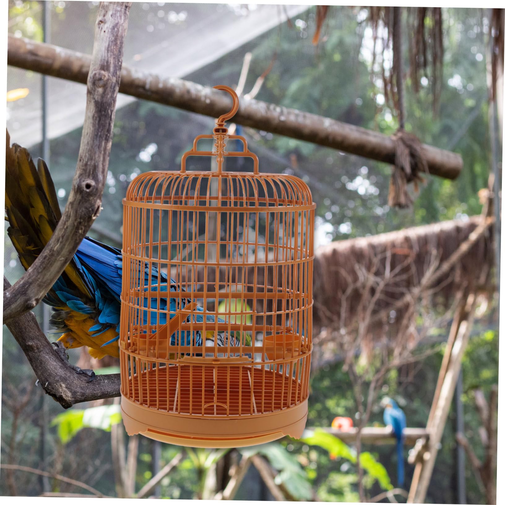 DOITOOL Kunststoff-vogelkäfig Runder Käfig Für Wellensittiche Papageien Unzertrennliche Und Nymphensittiche Mit Standstange Und Bodenschale Vogelbedarf