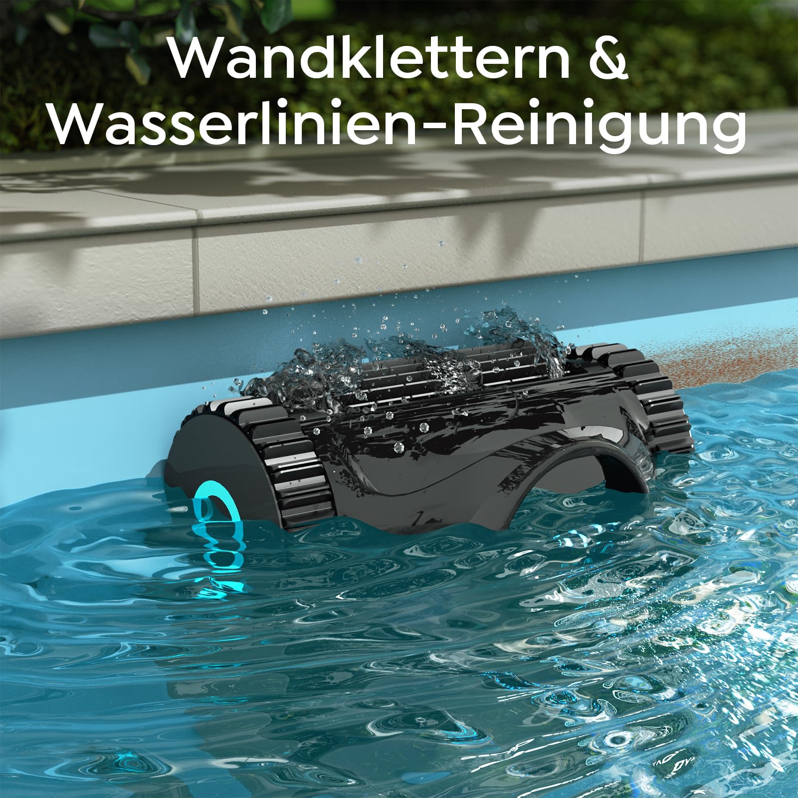 C1 Poolroboter Akku Boden und Wand, Wasserlinie, Doppelfilter, 7 Reinigungsmodi, 180 Minuten Laufzeit, Poolreiniger mit App, Starker Poolsuager Akku für Pools bis zu 150 m²