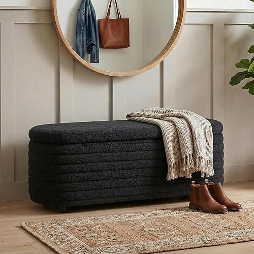 chairus Banco de almacenamiento, otomano moderno de 45 pulgadas, cómodo taburete tapizado para sala de estar, pasillo, extremo de la cama (cuatro