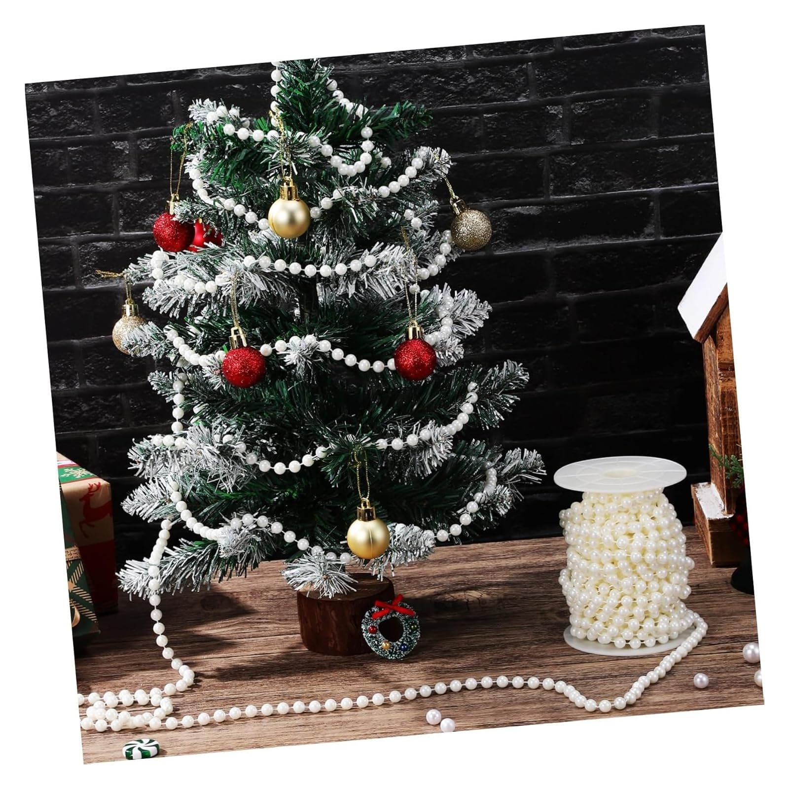 Dekoracje imprezowe, zasłony z tiulu Sznurek z koralików ze sztucznej perły 30 m rolka wielokolorowy ślub DIY(White)