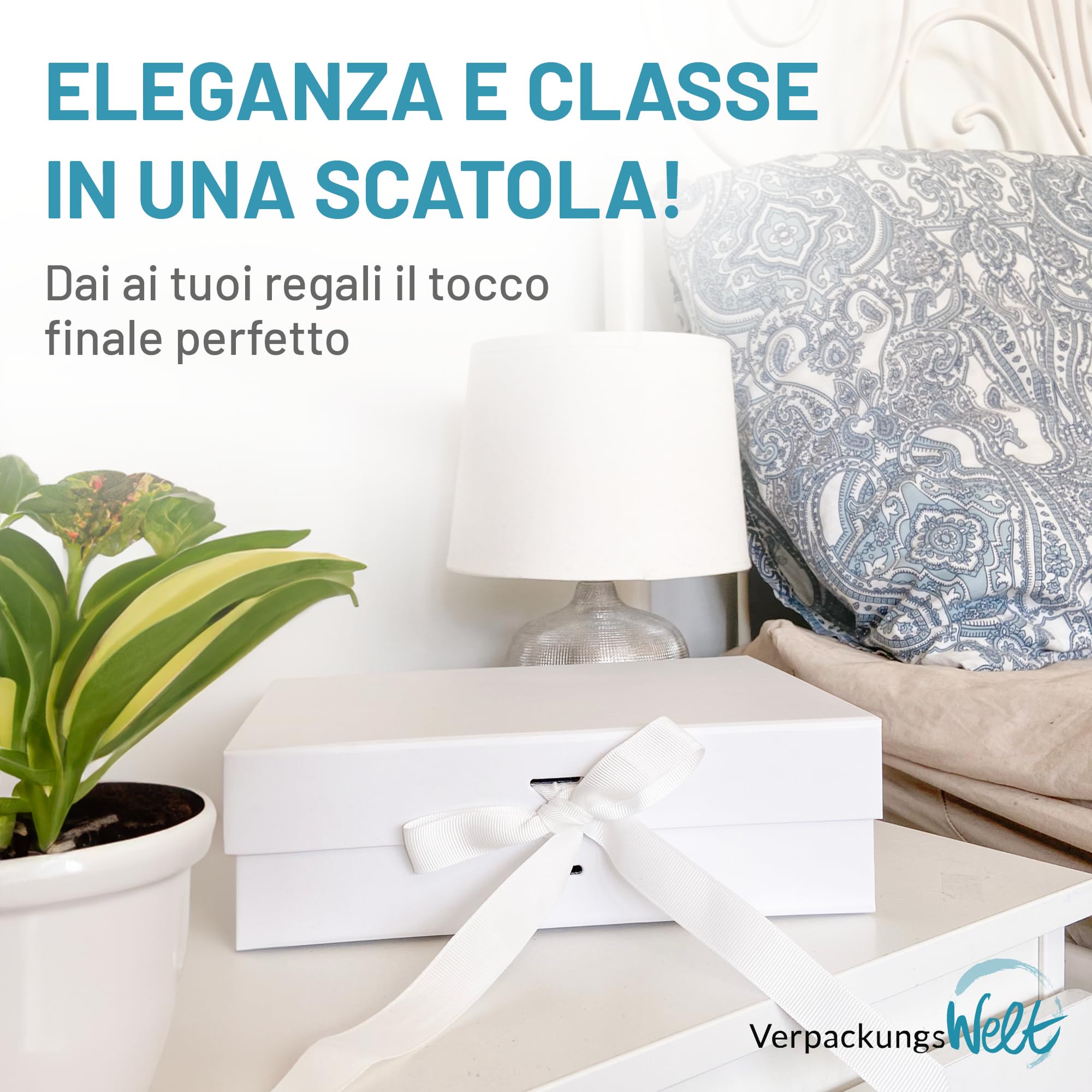 Pacco Regalo con Coperchio - 31x22x10 - Scatole per Regali con Chiusura Magnetica e Fiocco - Perfetto per Compleanno, Matrimonio, Natale, San Valentino e Pasqua - Scatolina Nero- 5 Pezzi