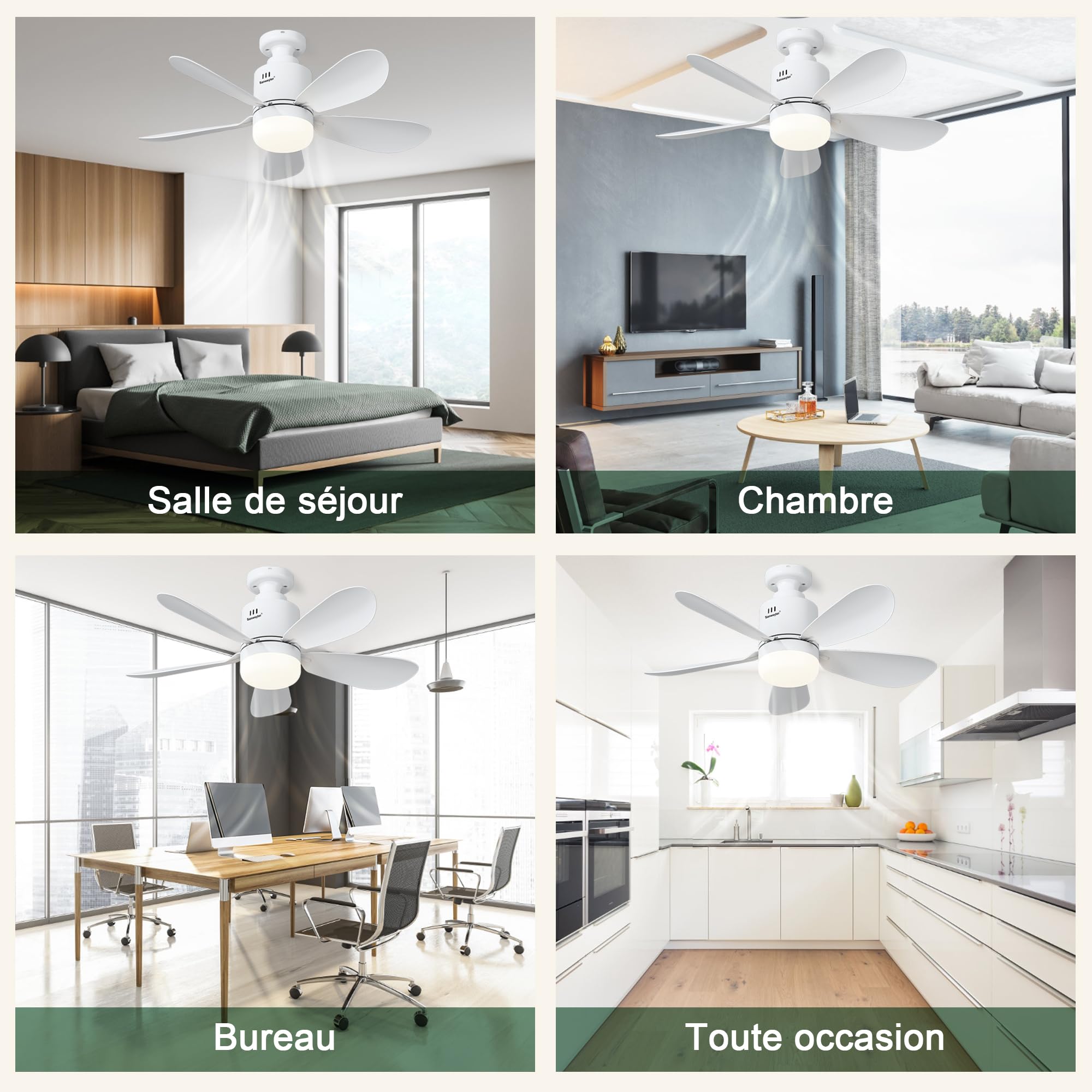 Ventiladores Para el Techo con Lámpara Ventilador Techo con Luz, LED Ventilador y Mando a Distancia 24W Diámetro 53cm, Temporizador, 3 Tonos de Luz 4 velocidades