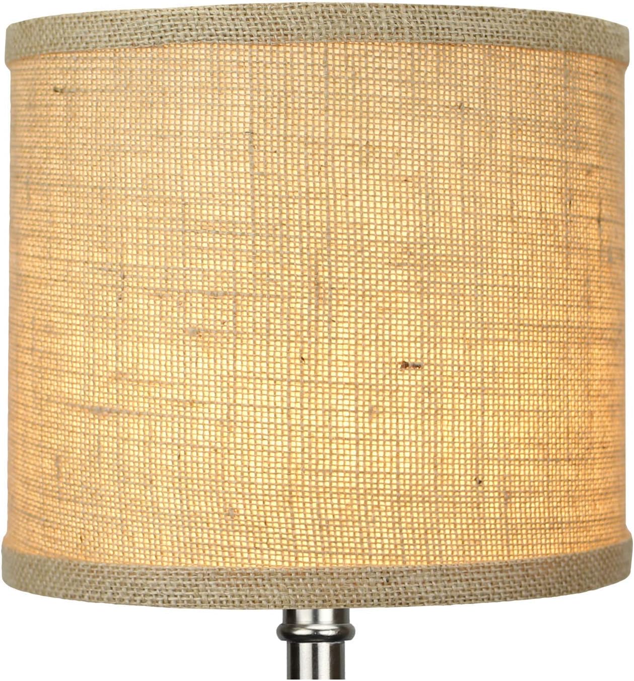 FenchelShades.com 8" Top Diameter x 8" Bottom Diameter 7" Height Cylinder Drum Lampshade with Washer (Spider) Attachment USA Made (Burlap Natural)