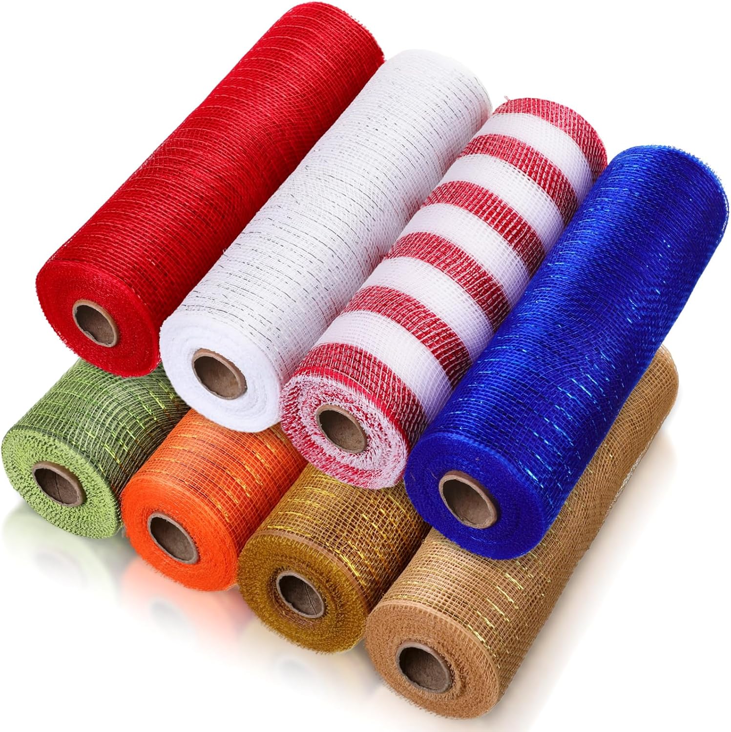 Timgle 8 Rolls Spring Easter Decor Mesh Ribbon for Wreath Making 10in x 30ft Pastel Coloful Poly Burlap Mesh Roll Fabric DIY Crafts for Holiday Wedding Decor Decorative(Multicolor)