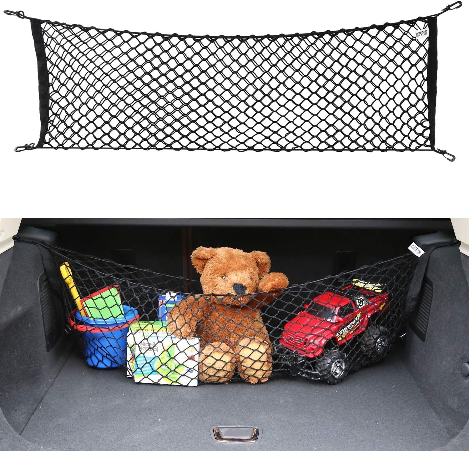 xssfc Car Cargo Net for Civic Accord Insight CR-V Pilot Passport HR-V Odyssey Ridgeline, Car Boot Cargo Net Double Envelope Cargo Net Adjustable Elastic Car Boot Storage Mesh,130 * 45CM