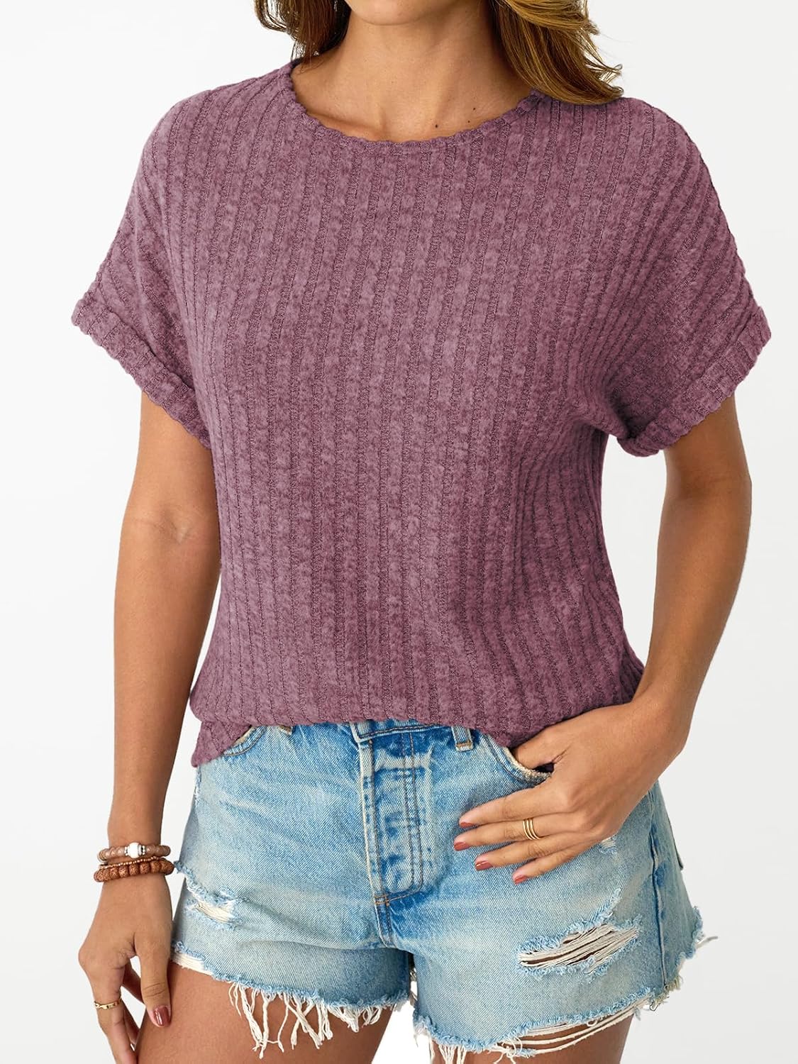 LILLUSORY Women Short Sleeve T Shirt Summer Sweater Dressy Casual Blouse Business Top Work Clothing - Image 3