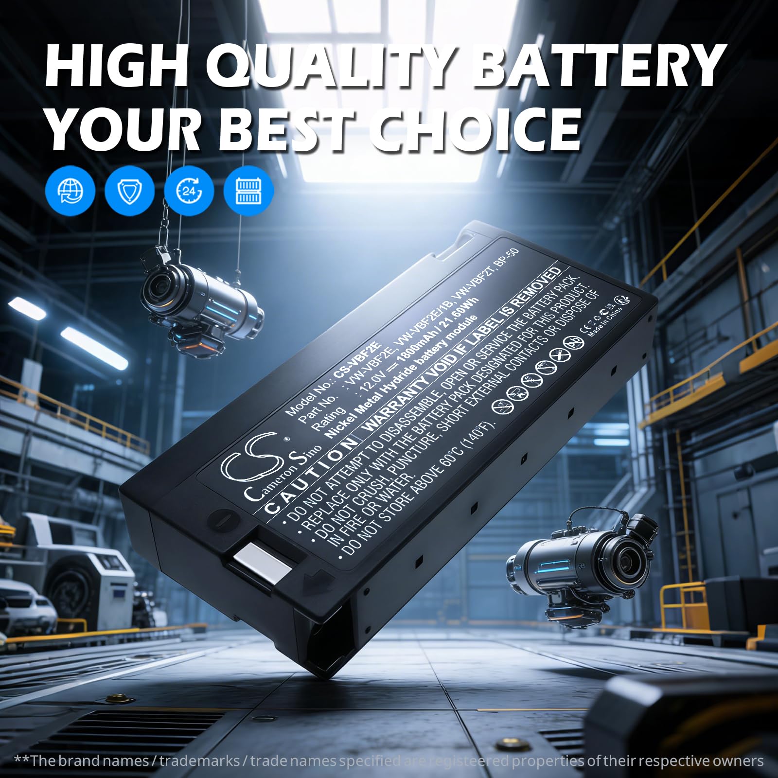 Ni-MH Battery Pack Fits Panasonic NVM2200PN, VW-VBF2T, NVM3500PN, VW-VBF2E/1B, M3000, VW-VBF2E, BP-50
