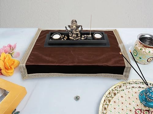 Miniatura 2 de Indian Consigners Pequeño paño de terciopelo de color sólido para uso multiusos (marrón)