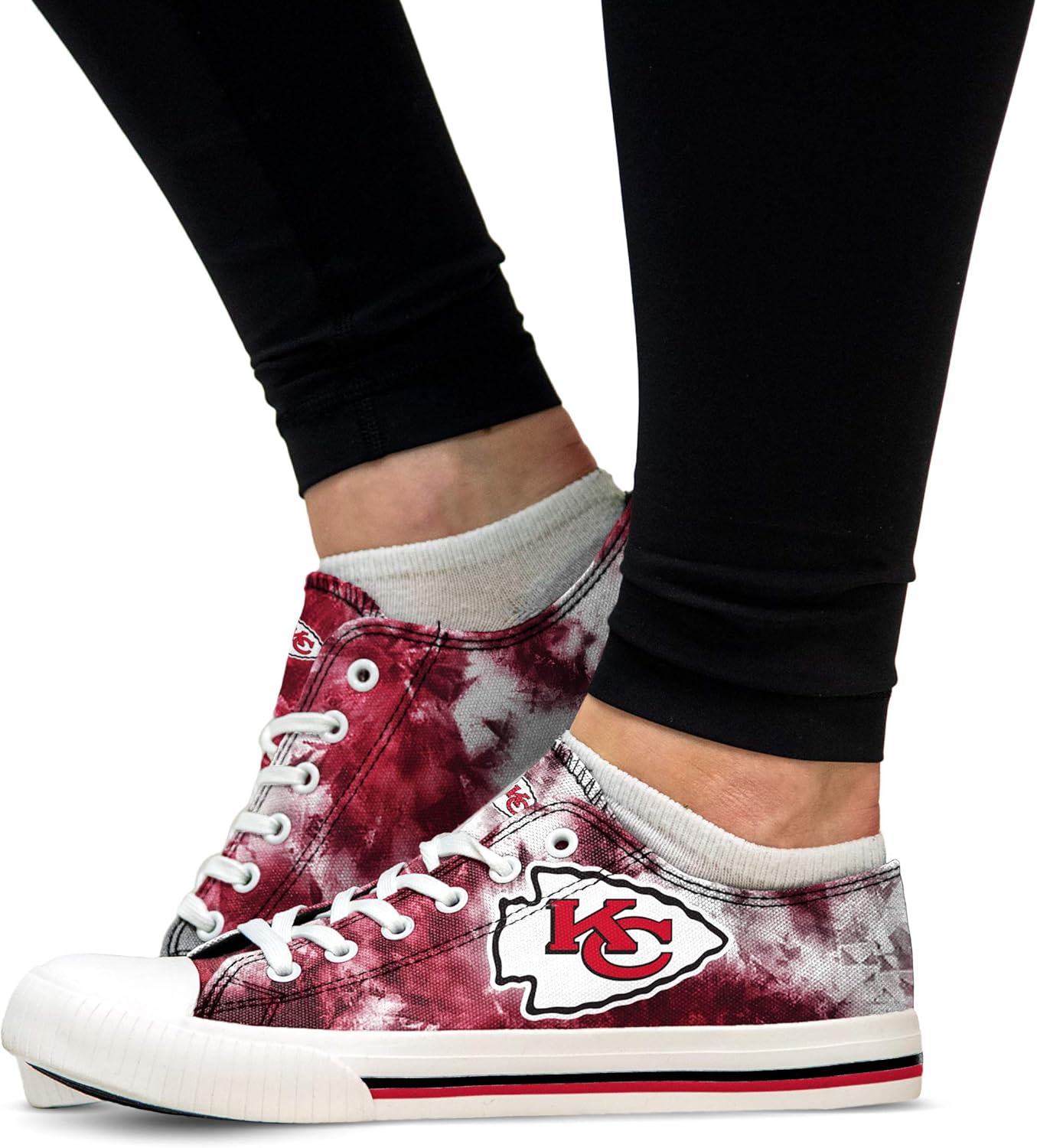 FOCO Kansas City Chiefs NFL Womens Low Top Tie Dye Canvas Shoes - 10 - Image 4
