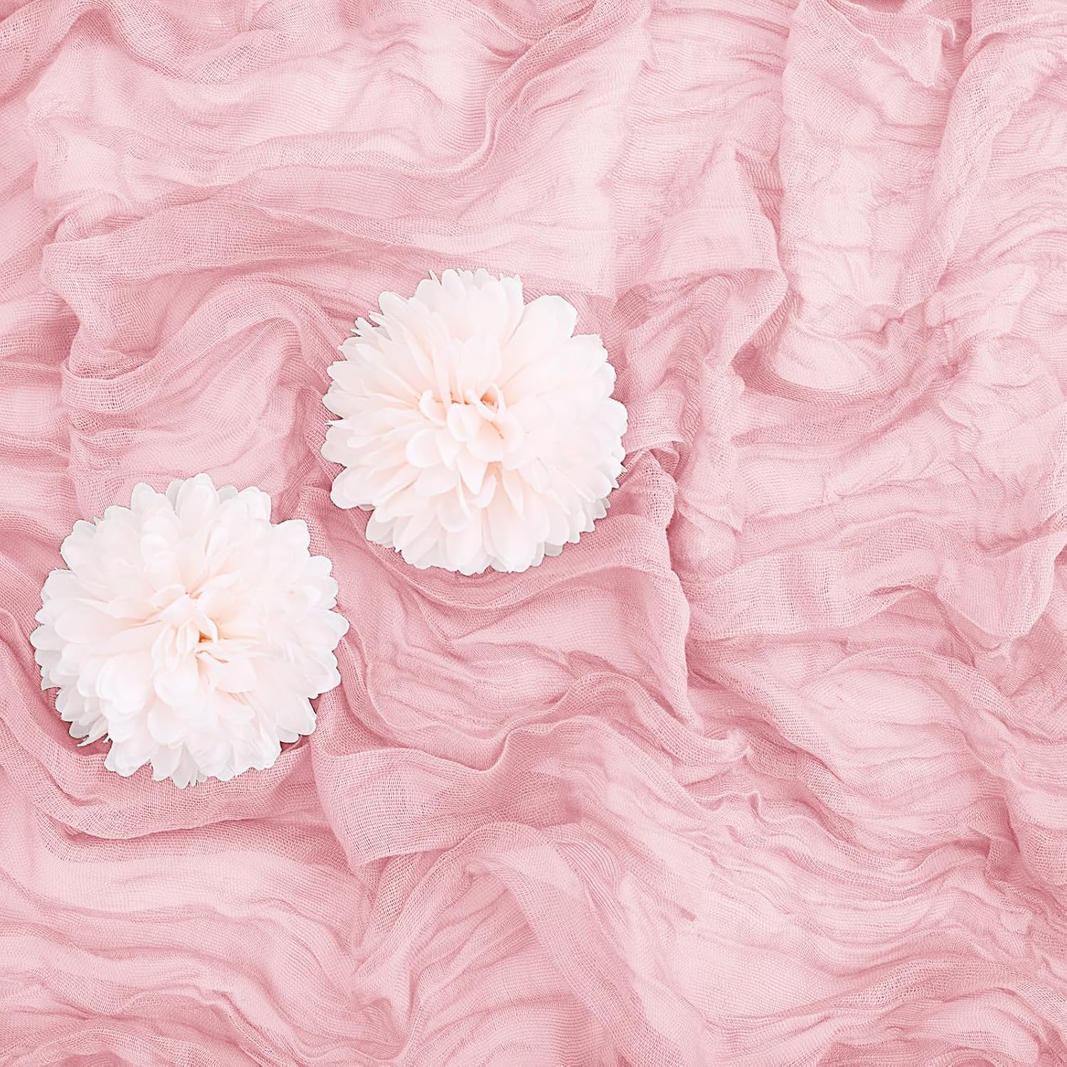 Aktor 12 Pack Pink Table Runner Boho Cheesecloth Table Runner Semi Sheer Gauze Fabric Runners for Wedding Birthday Baby Shower Party Boho Table Decoration（Pink）