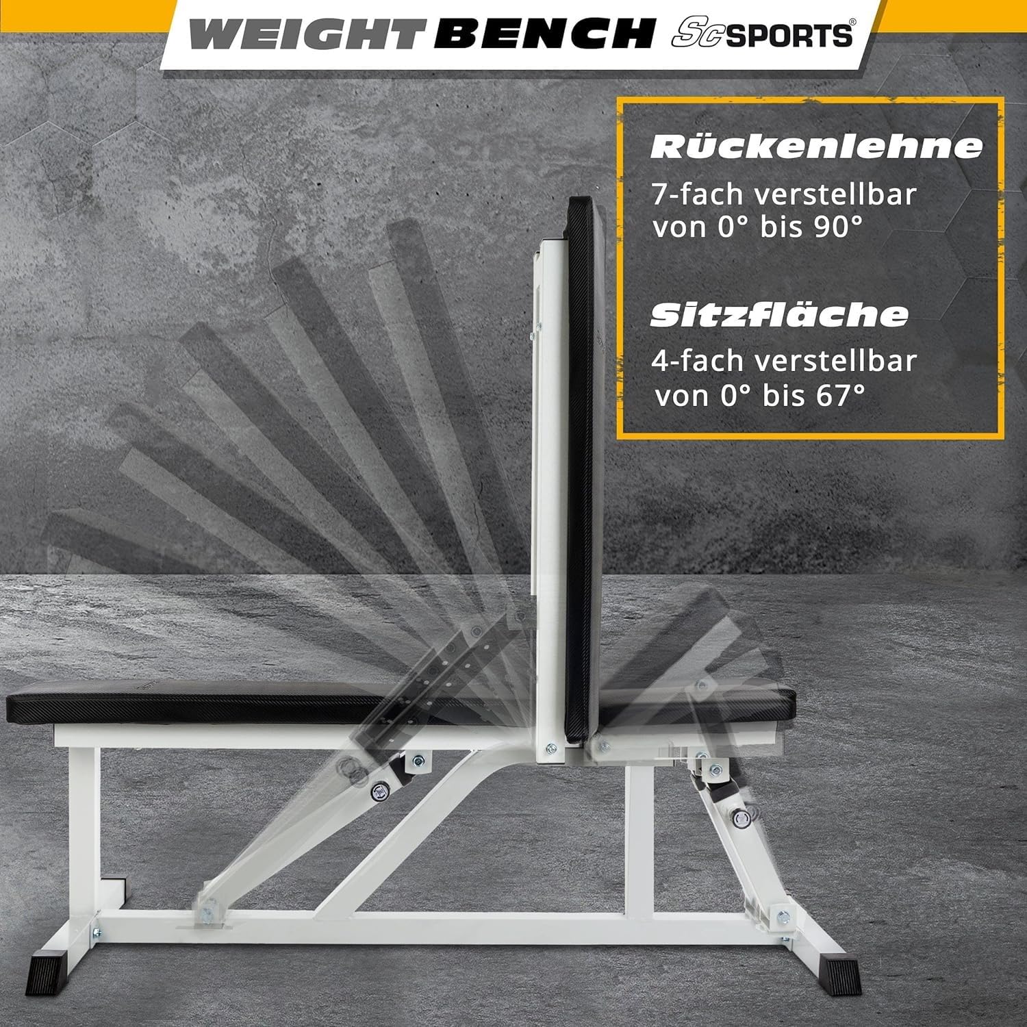 ScSPORTS® Banc de Musculation Réglable - Siège et Dossier Flexibles, Multifonctionnel, Acier, Charge Max 200 kg - Banc de Fitness, Exercice à Domicile