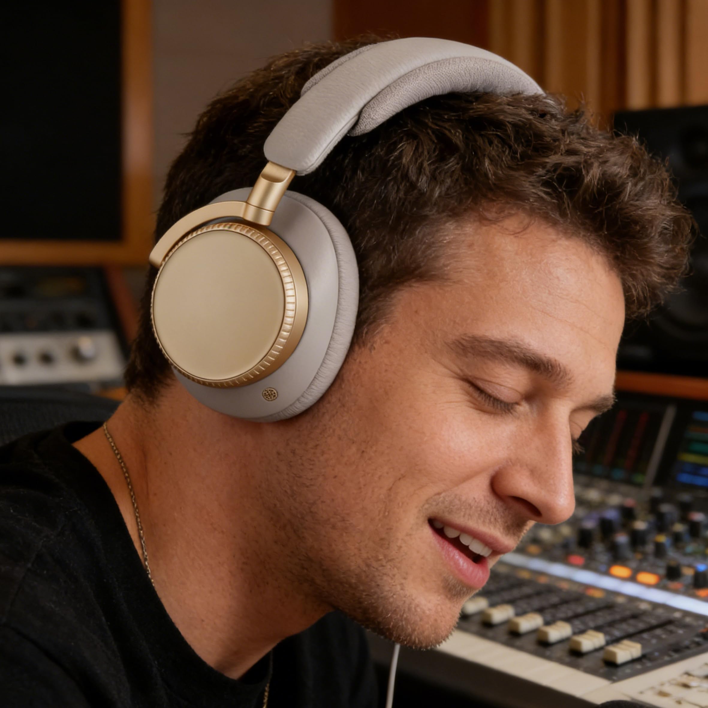 Defean Cuscinetti auricolari di ricambio in pelle di agnello, compatibili con cuffie over-ear Bang & Olufsen Beoplay H100 Premium Wireless Active Noise Cancelling (sabbia a clessidra)