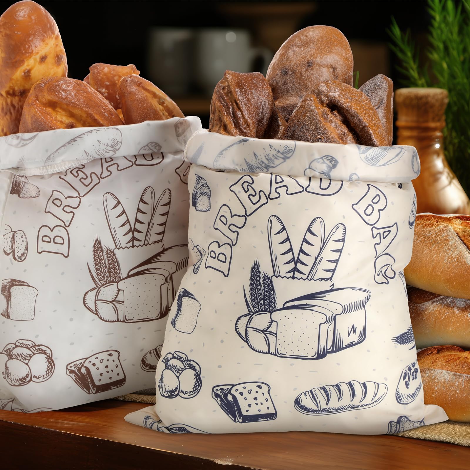 Bolsas De Pan Con Corbatas, Reutilizables, 200 Bolsas Transparentes Y