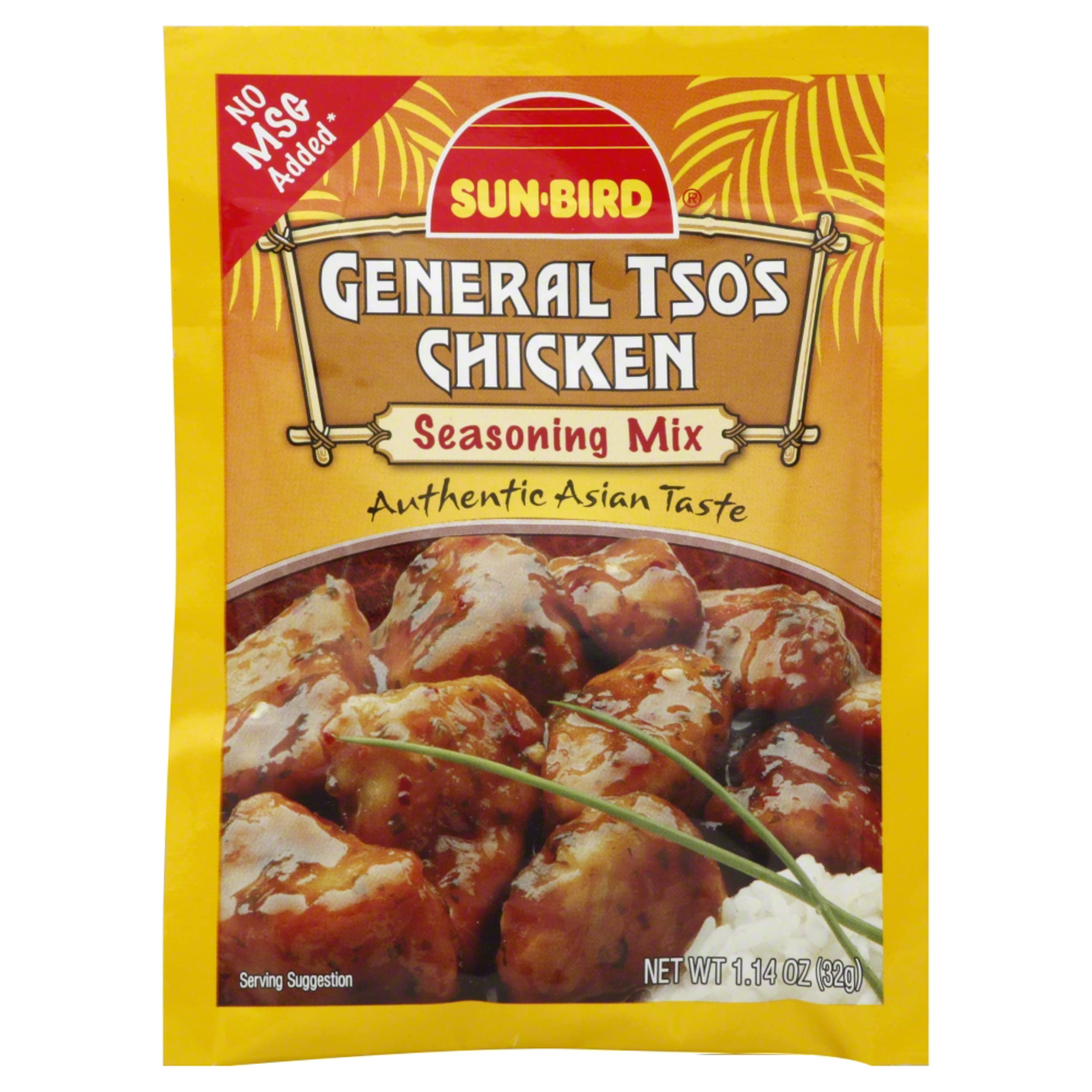 Sunbird General Tso's Chicken Seasoning Mix, No MSG Added, 1.14 Ounces (Pack Of 24)