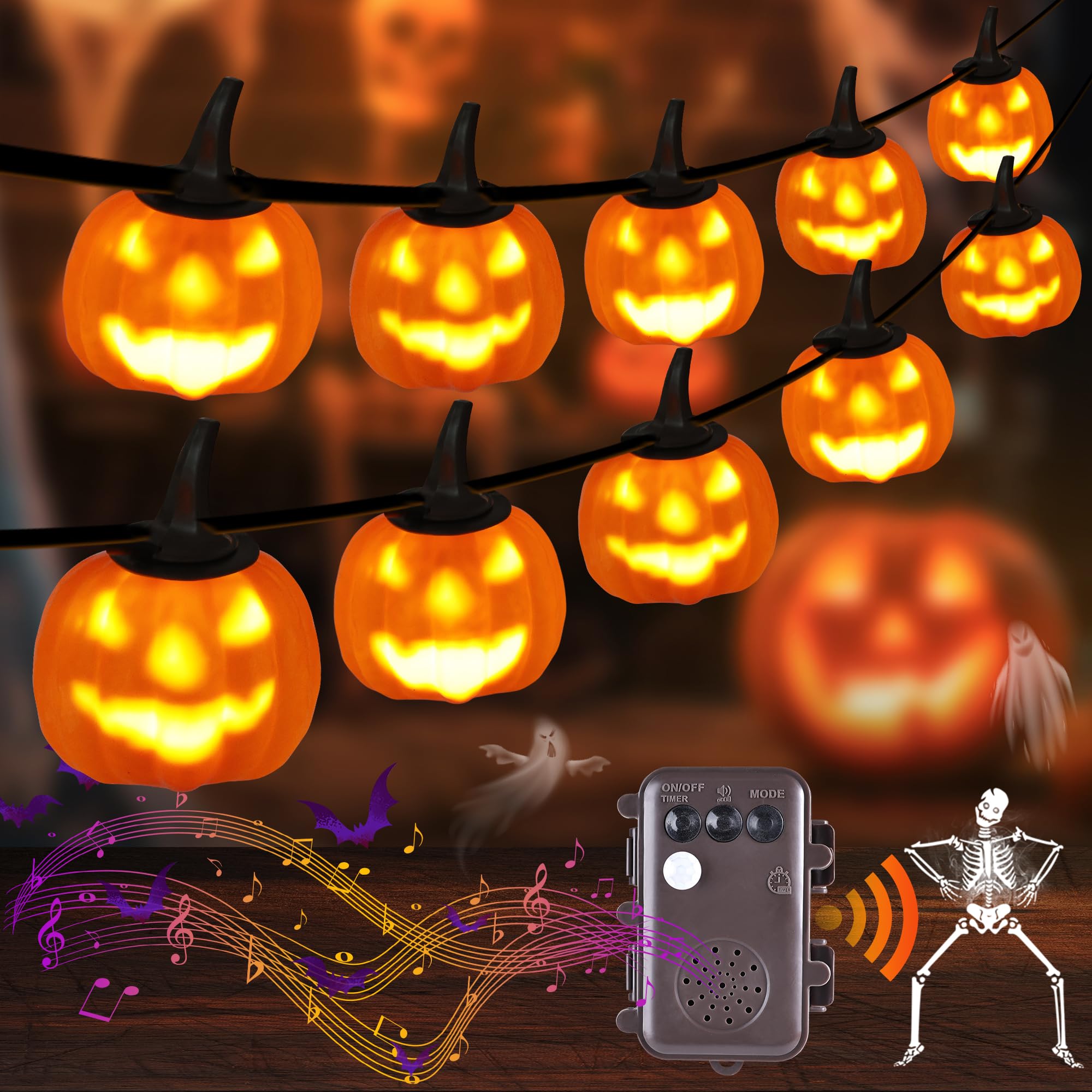 Amazon.com: Motion Sensor Animated Halloween Pumpkin Lights with