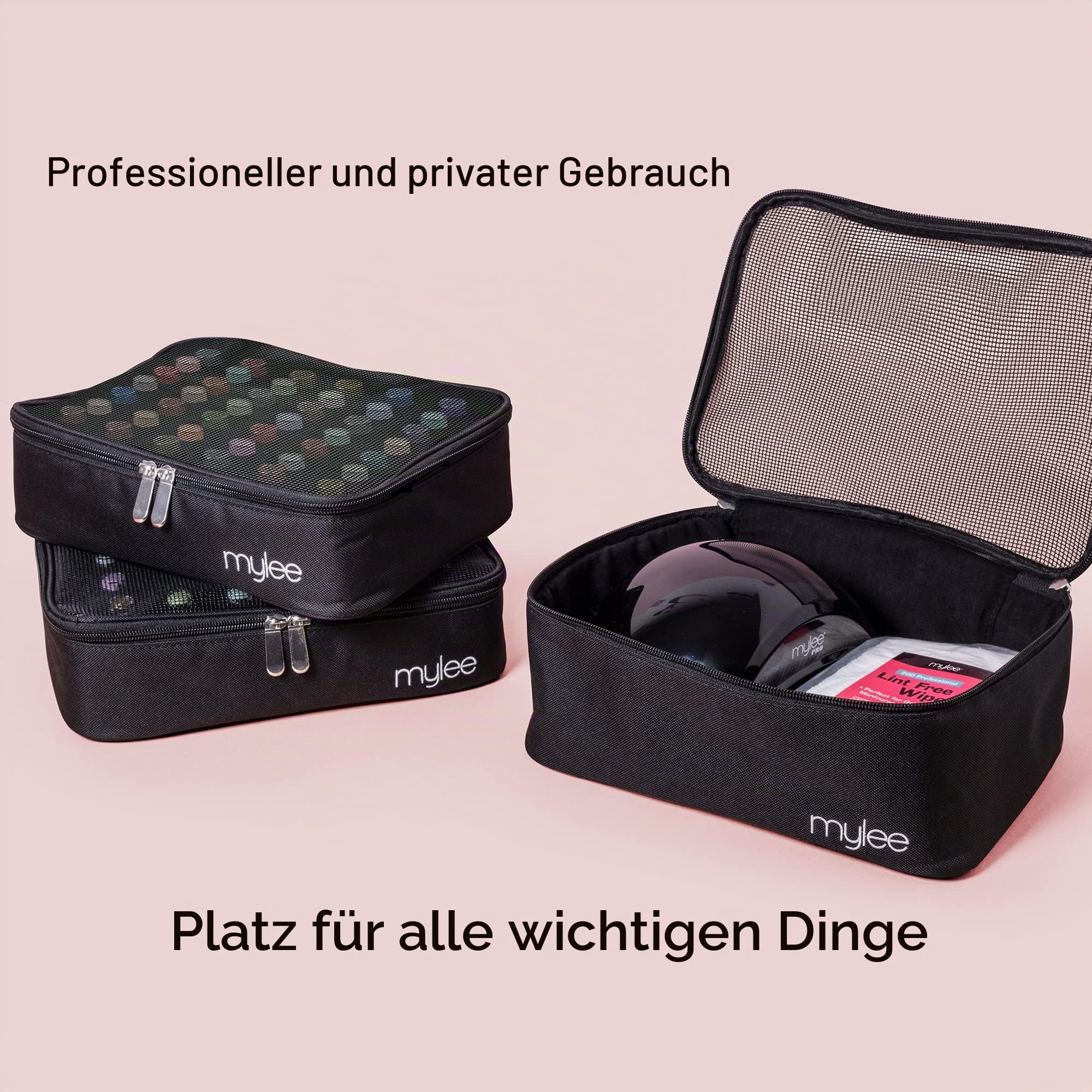 MYLEE Kit Case –Nagellackaufbewahrung, Nagellacketui, Nagellack-Organizer | Nagellackhalter, Nagellack-Set, Tragetasche, Schaumstoffeinsatz, Zubehör, für 84 Flaschen