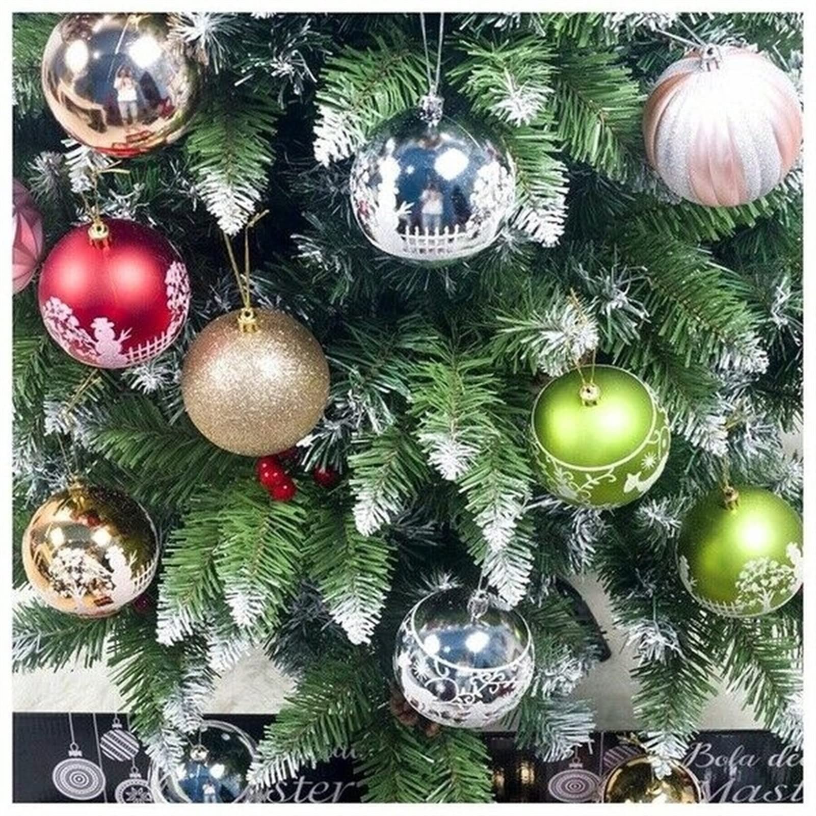 RWRAPS Weihnachtskugeln, Weihnachtsbaum-Dekor, Kugel, Weihnachtsfeier, hängende Kugel, Ornament, Dekorationen, Zuhause, Weihnachtsdekoration, Geschenk, 12 Stück/Los, 55 mm (Farbe: Silber) (blau)