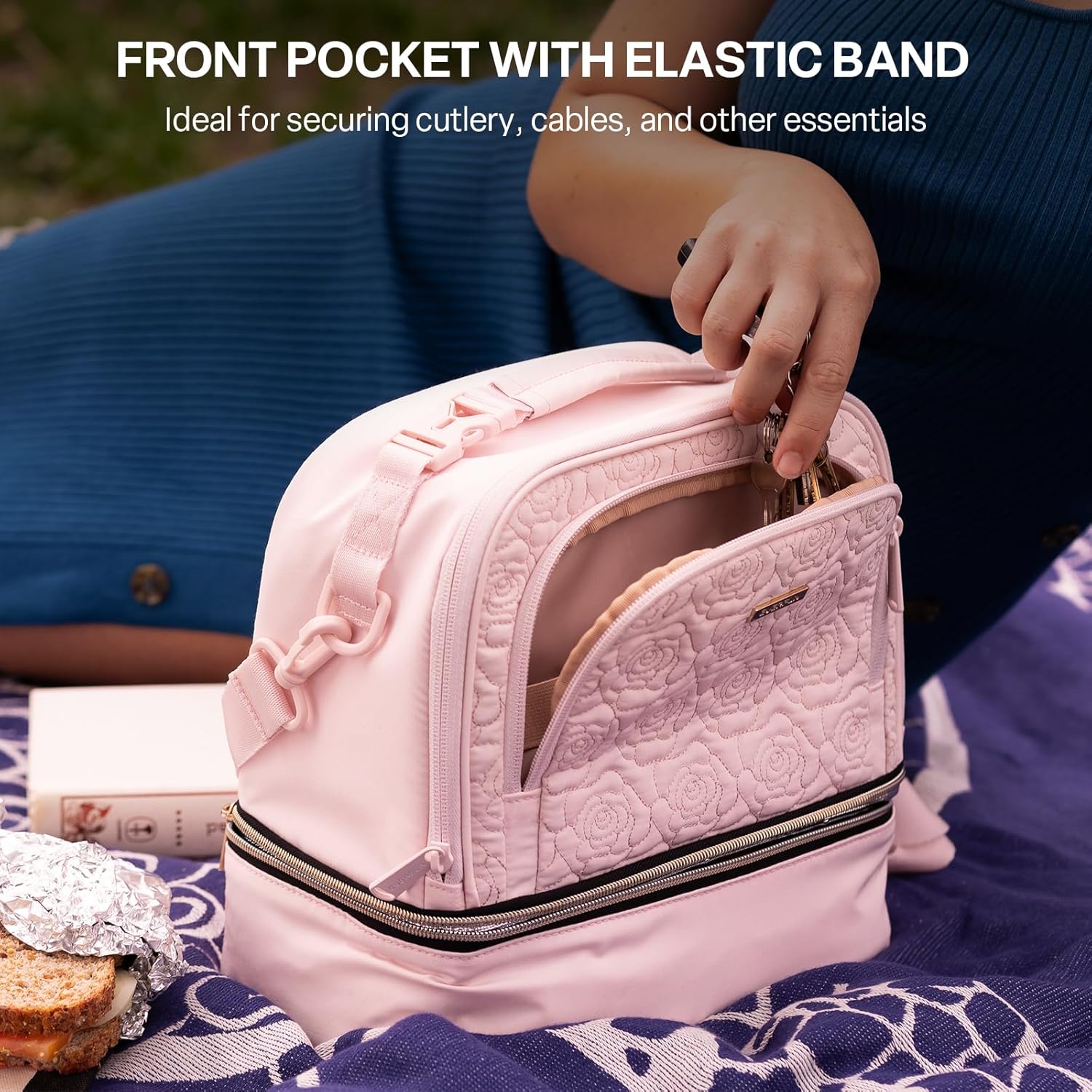 Everfun Lunch Box Valentine's Day Gifts for Women Two Compartments Insulated Lunch Tote Bag Large Leakproof Soft Cooler for Work Picnic Travel - Image 4