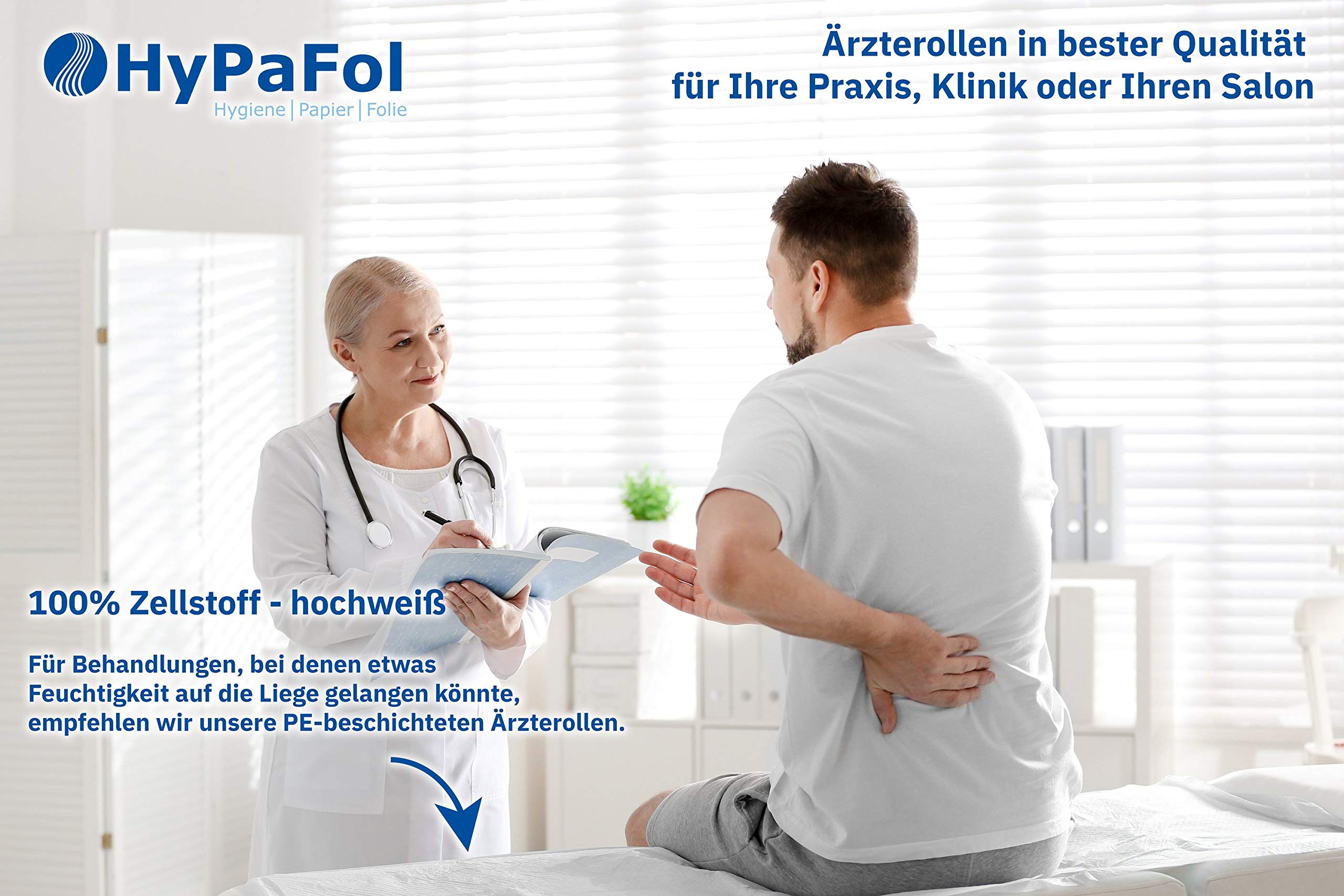 Hypafol Liegenabdeckung | 9 Rollen | 55 cm Breite | 2-lagig | 100% Zellstoff | hochweiße Abdeckrollen | Abrisse alle 38 cm perforiert | Premium Qualität von Hypafol