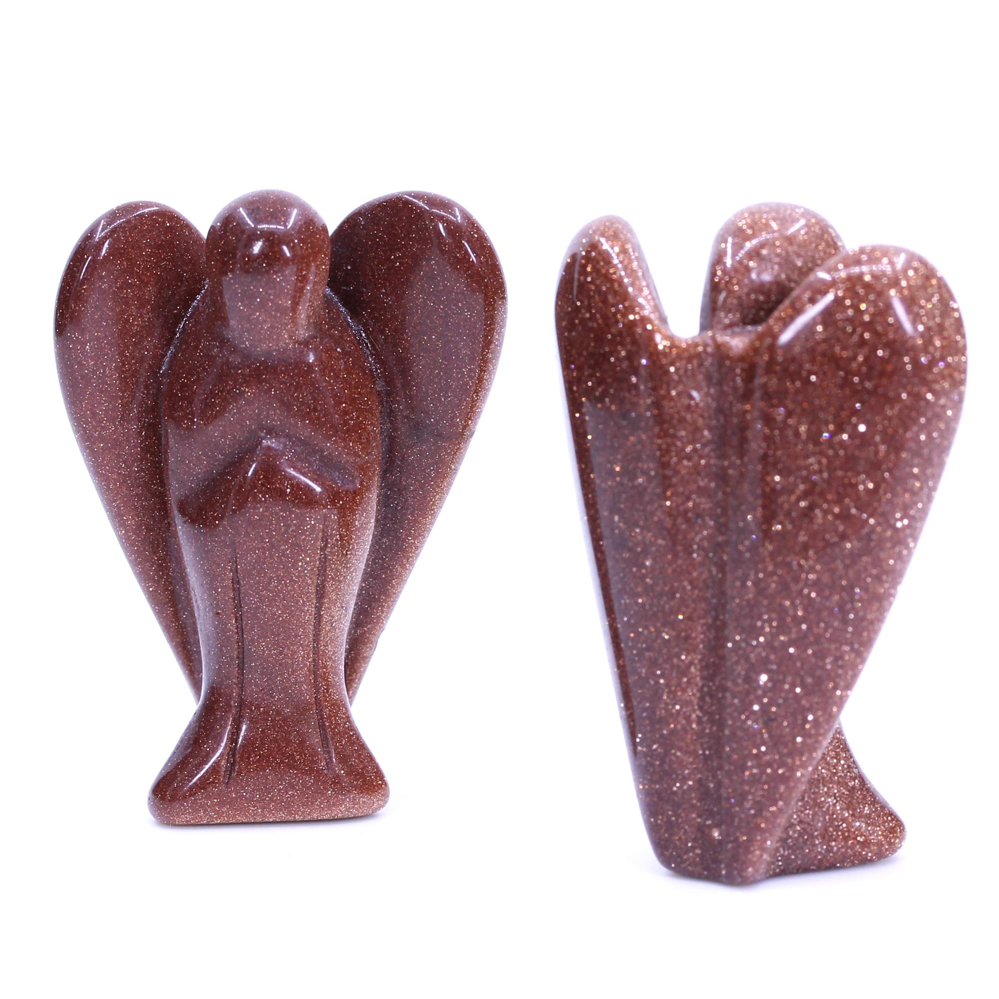 CHENYUE Synthetic Goldstone Gemstone Peace Angel Pocket Guardian Healing Statue 2 Inch - Image 3