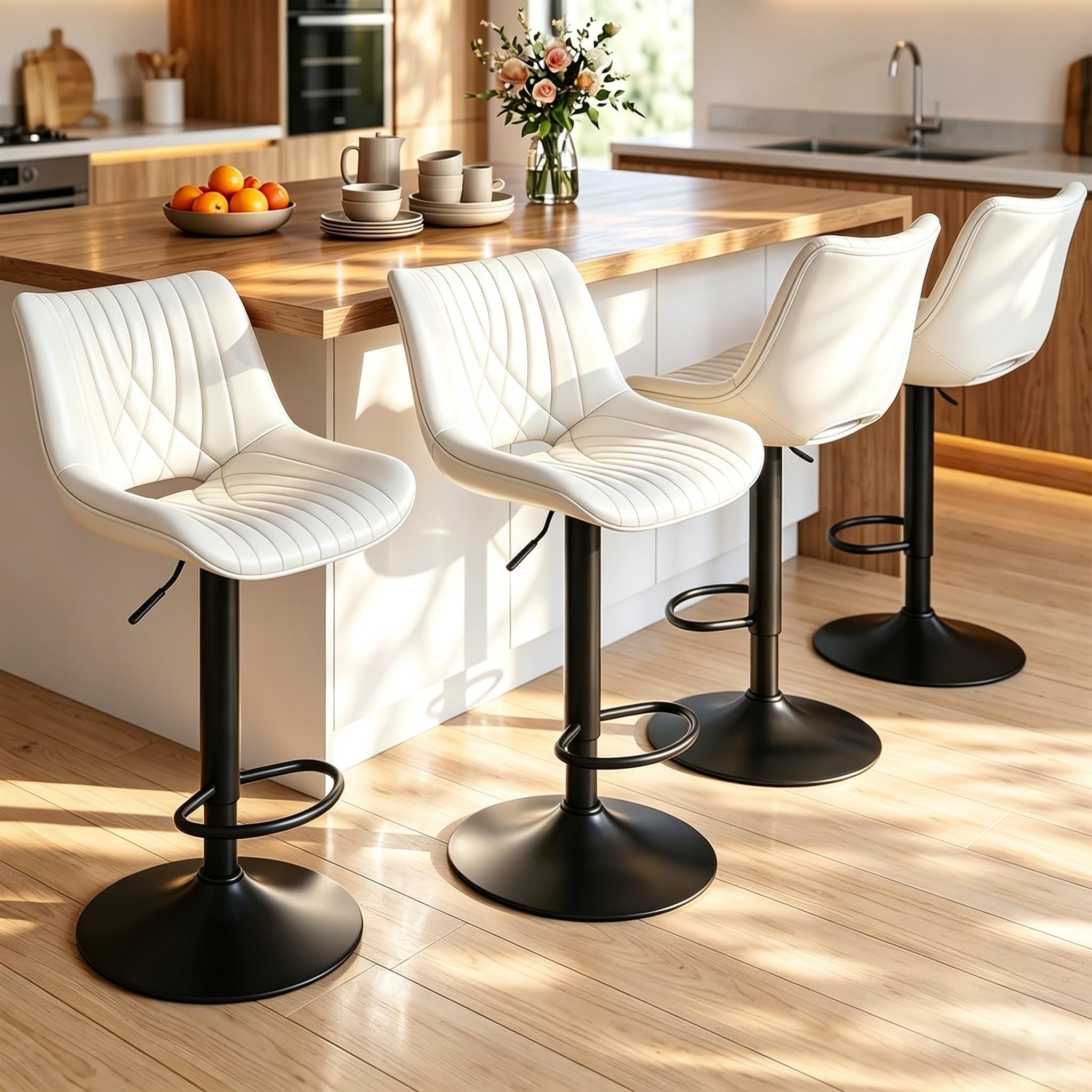 Height-Adjustable Swivel Bar Stools Set of 4