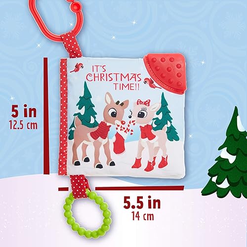 Miniatura 5 de KIDS PREFERRED Rudolph The Red-Nosed Reindeer On The Go - Libro de mordedor, arrugado suave, espejo, juguete navideño de Navidad, niños y niñas de 0