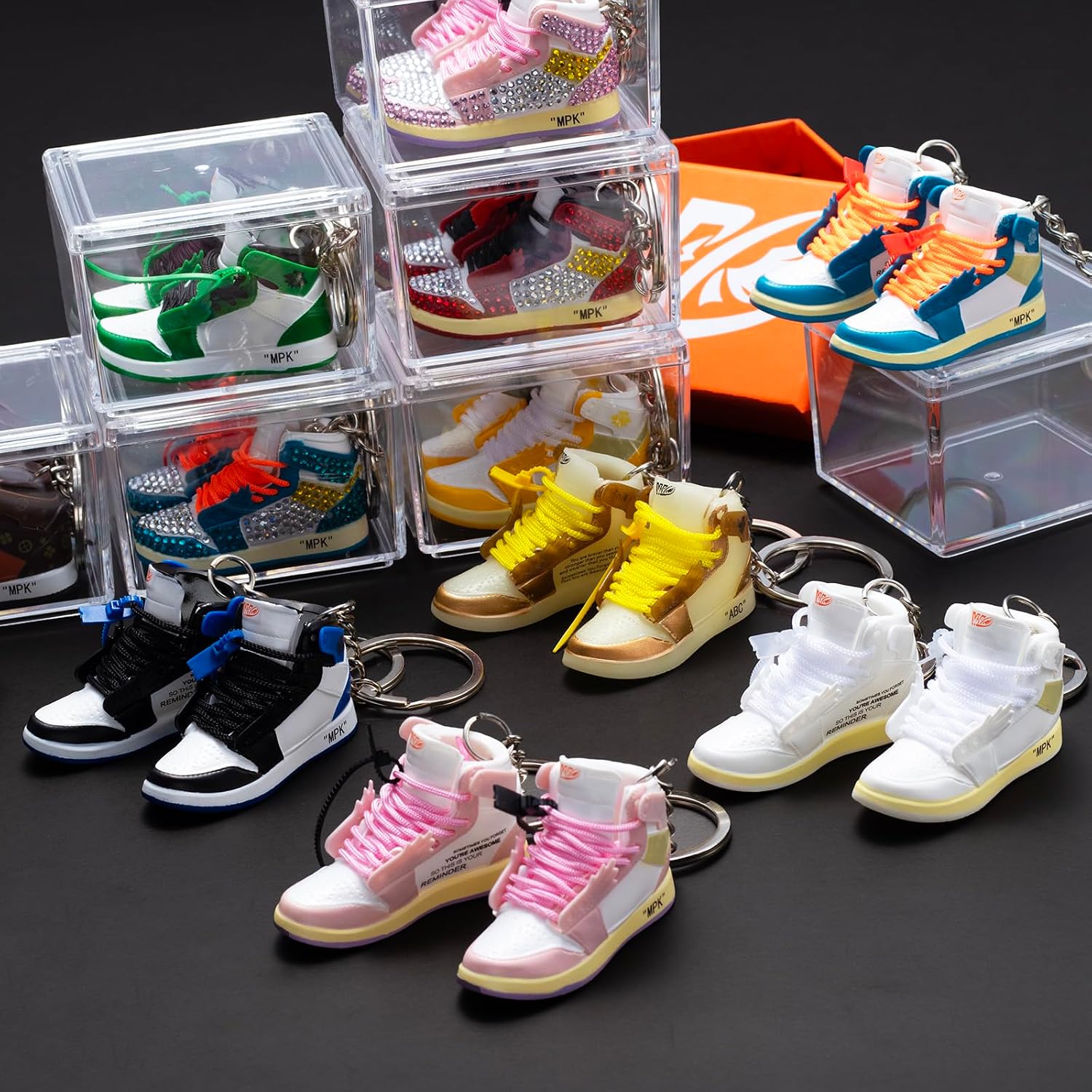 MPK Retro Shoe Rubber Sneaker Key chains – Perfect Birthday Party Prizes, Mystery Goodie Bag Gifts & Party Favors image 3